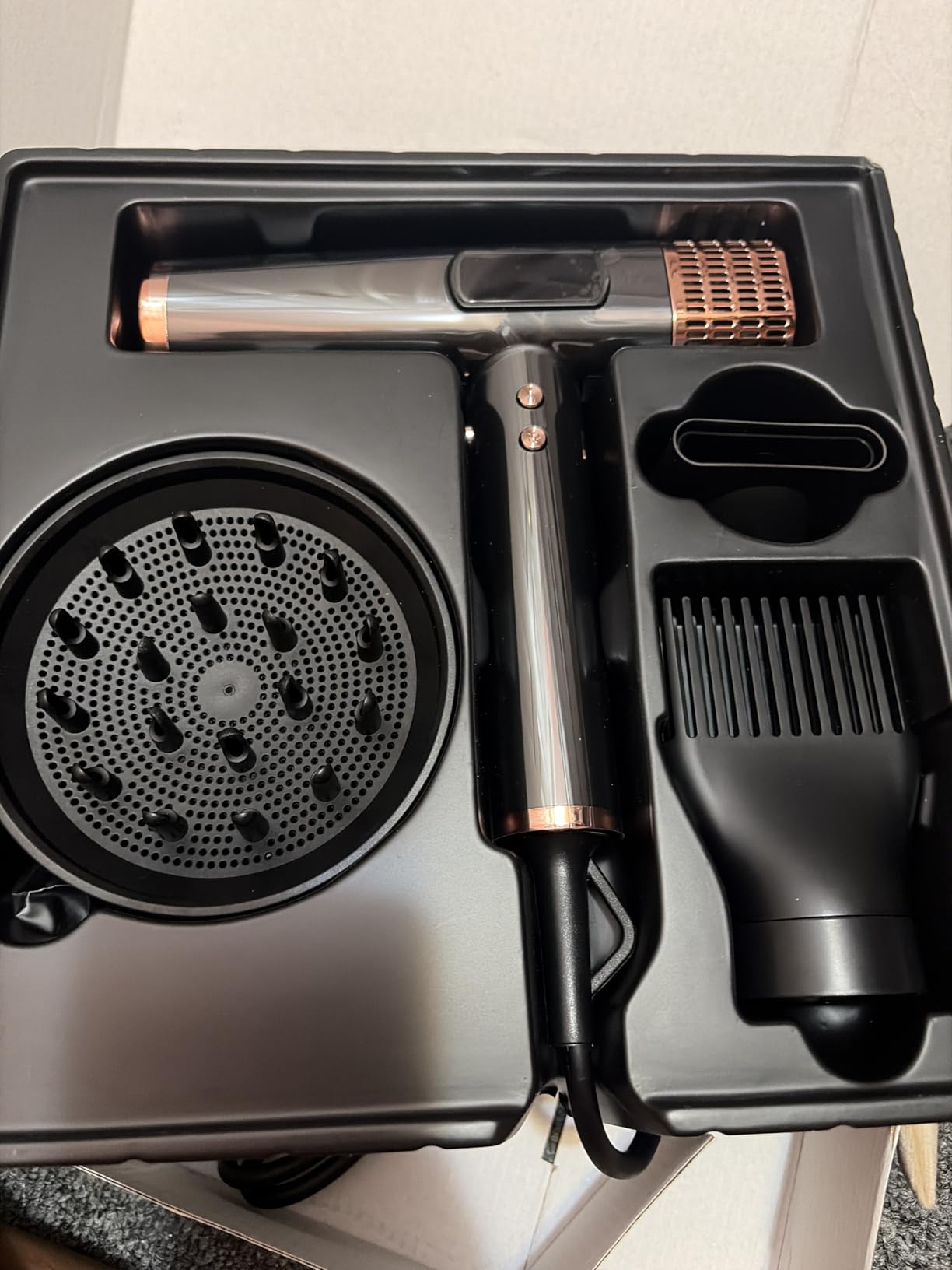 Dual Voltage Ionic Hair Dryer with Diffuser - 1875W High-Speed Blow Dryer for Women, Fast Drying, No Heat Damage, Low Noise, Lightweight, European Travel 110V-120V/220V-240V, Gifts for Women - Customer Photo 1