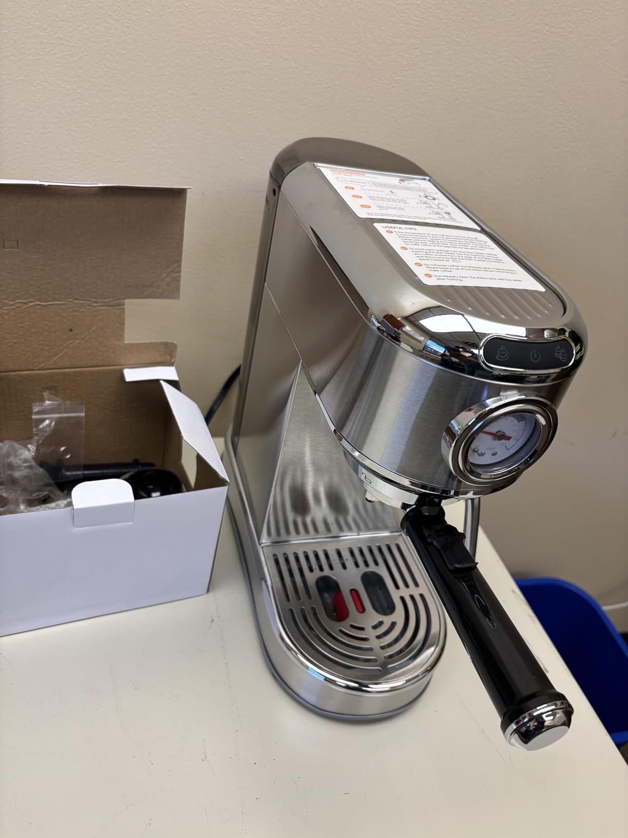 Espresso Machine 20 Bar, Compact Espresso Maker, Stainless Steel Expresso Coffee Machines with Steam Milk Frother & 34oz Removable Water Tank for Home Latte, Cappuccino, Silver - Customer Photo 1