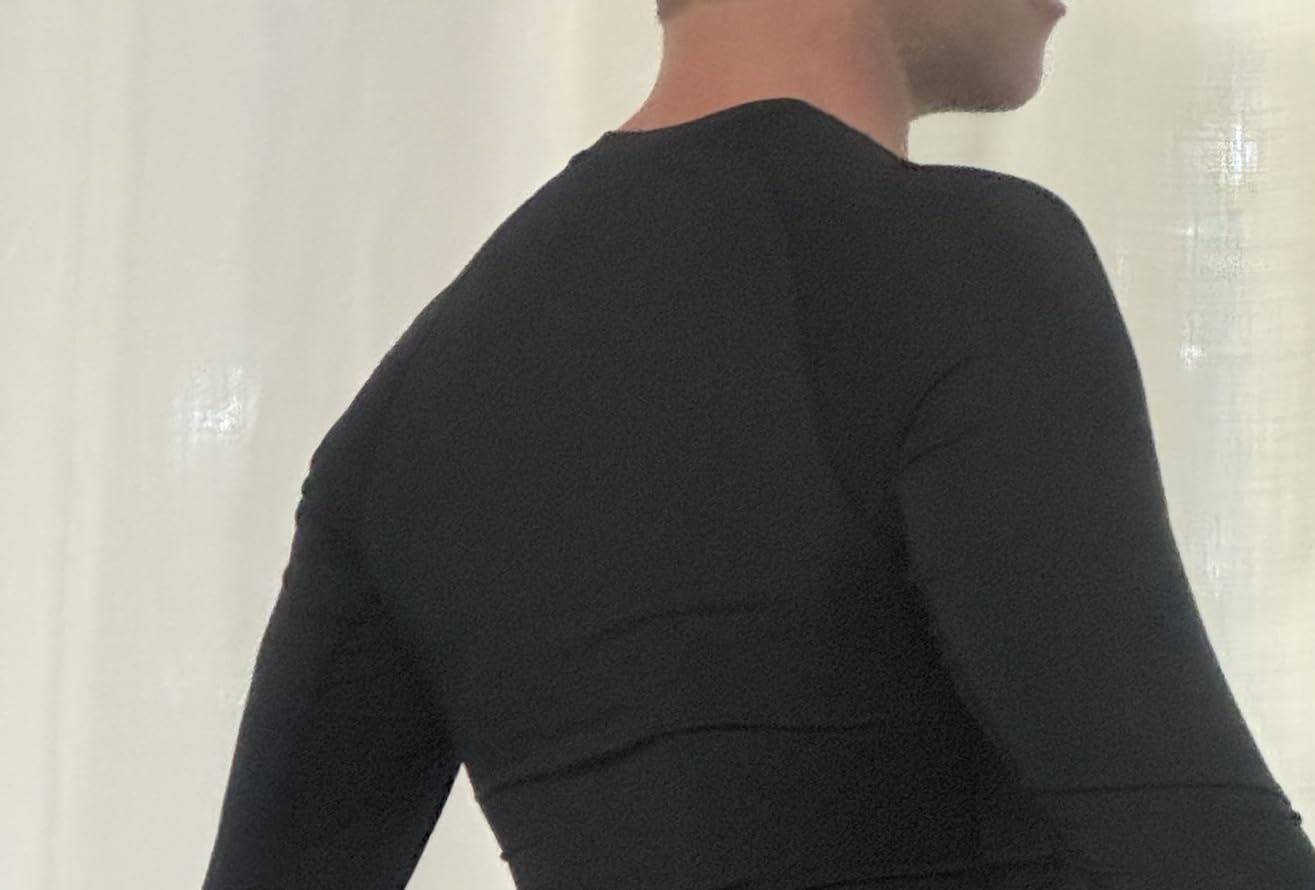 BOOJO Men's Long Sleeve Athletic Compression Shirts Jet Black - Customer Photo 1
