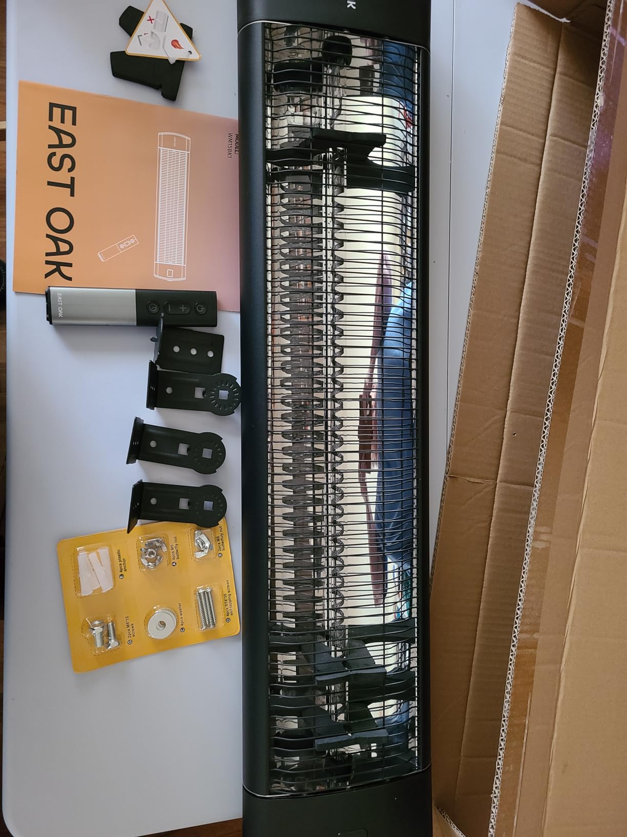 EAST OAK Electric Patio Heater | 1500W Wall Mounted Infrared Heater for Outdoor, Garage, Backyard, Restaurant | 24H Timer, IP65 Waterproof | 3 Heat Levels & Overheating Protection | Black - Customer Photo 1