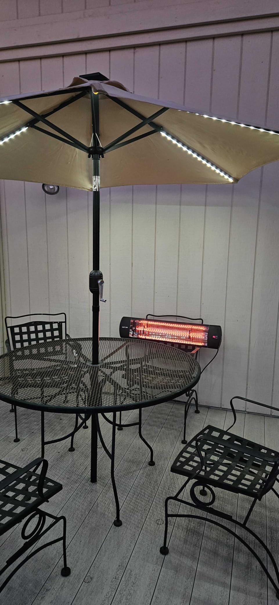 EAST OAK Electric Patio Heater | 1500W Wall Mounted Infrared Heater for Outdoor, Garage, Backyard, Restaurant | 24H Timer, IP65 Waterproof | 3 Heat Levels & Overheating Protection | Black - Customer Photo 2