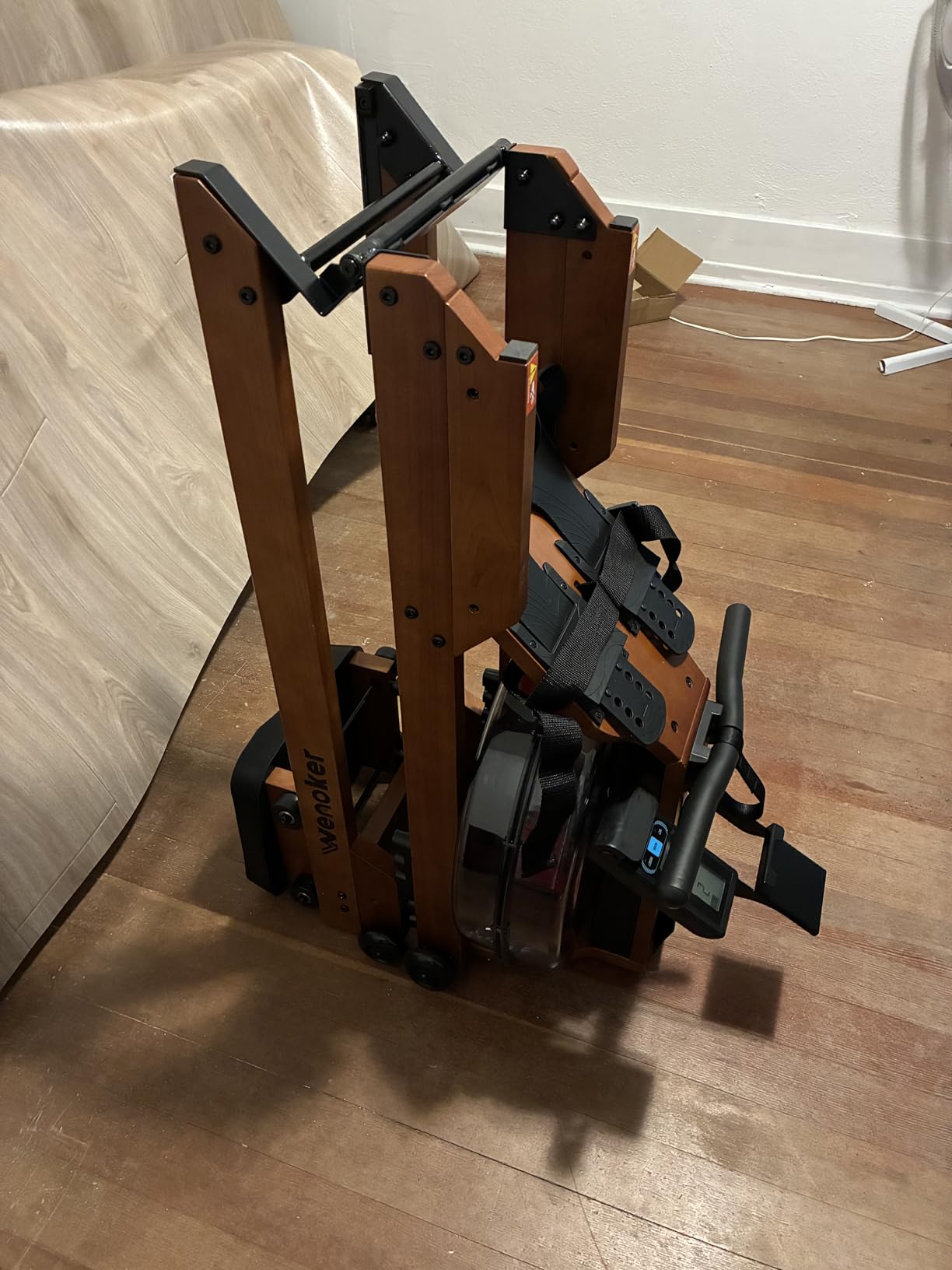 Water Rowing Machine for Home Use, WENOKER Wooden Foldable Rower Machine with Adjustable Monitor & Bluetooth APP, Large Water Tank & Comfortable Seat for Immersive Water Rower, 350LBS Weight Capacity - Customer Photo 4