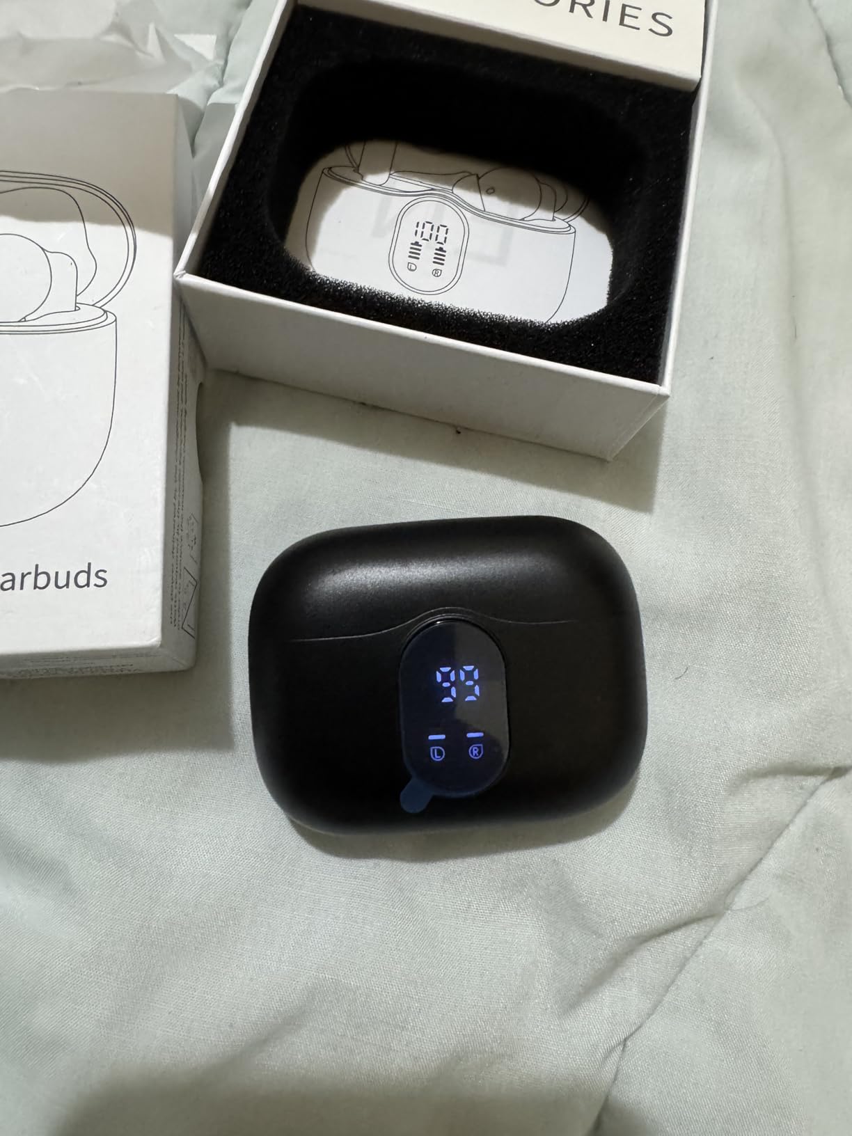 Wireless Earbuds, Bluetooth 5.4 Headphones Bass Stereo, Ear Buds with Noise Cancelling Mic, LED Display in Ear Earphones Clear Calls, IP7 Waterproof Bluetooth Earbuds for Laptop/Phones/Sports, Black - Customer Photo 2