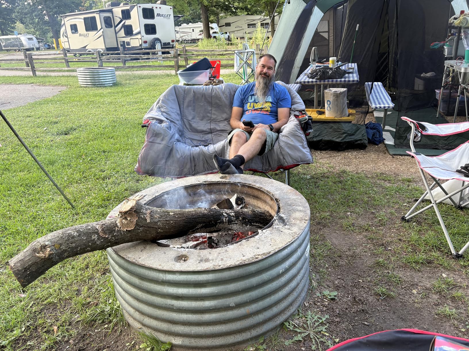 Heated Double Camping Chairs,3 Heat Levels Padded Portable Loveseat w/Wine Glass Holder,Cup Holder,Heating Outdoor Camp Couch Support 600 Lbs,Dark Green,Battery NOT Included - Customer Photo 1