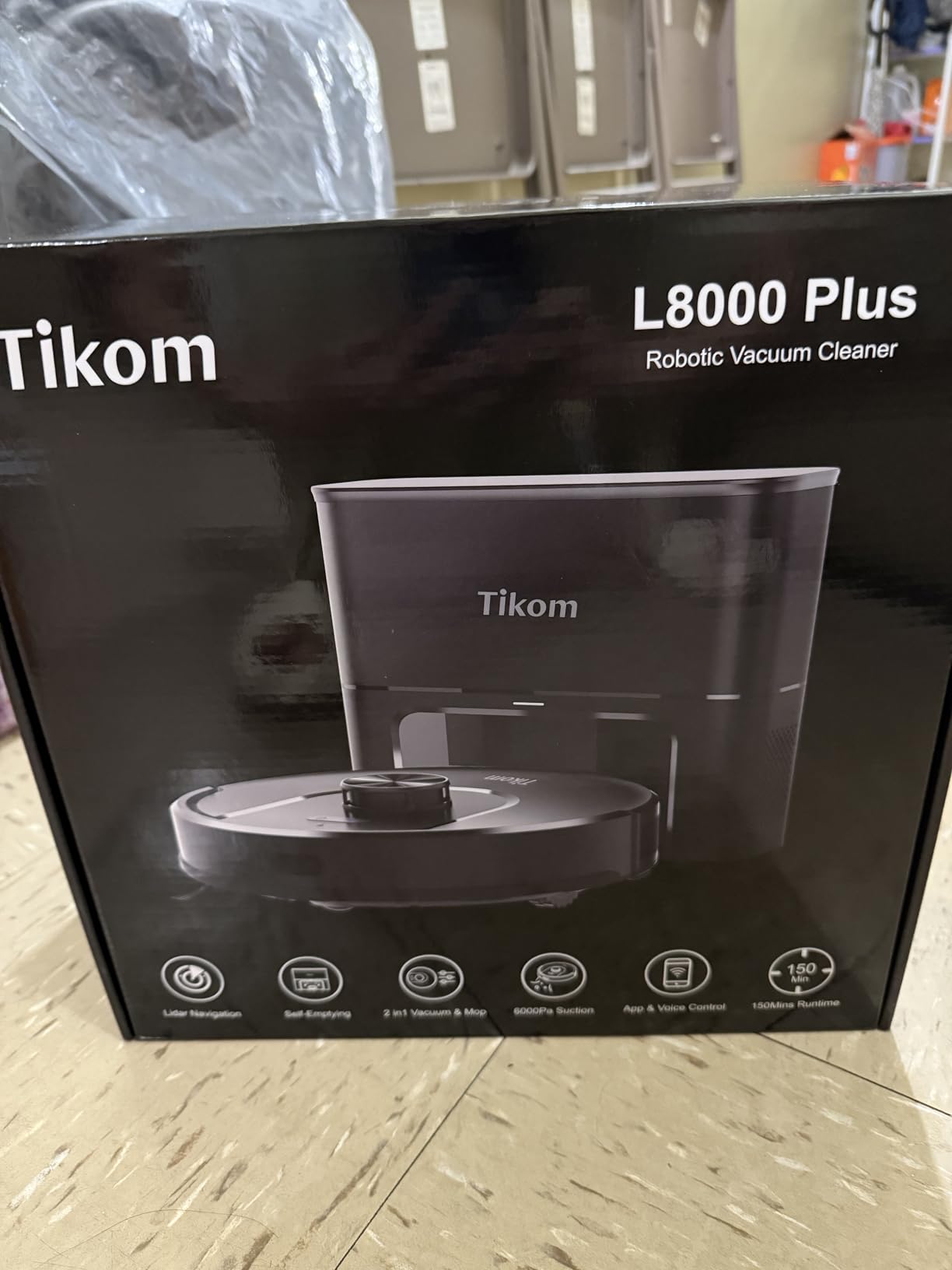 Tikom Robot Vacuum and Mop, 6000Pa Robotic Vacuum Cleaner with Self-Emptying Base, 90 Days Capacity, LiDAR Navigation, Home Mapping, Ideal for Pet Hair, Hard Floors, Carpet (L8000 Plus) - Customer Photo 4