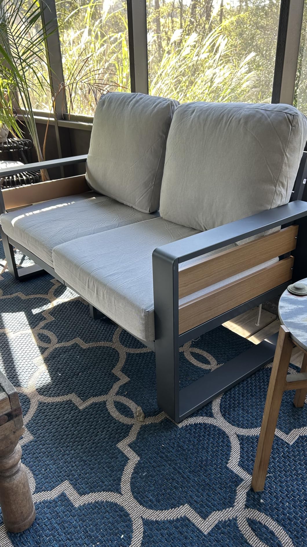 ZANDOR Aluminum Outdoor Patio Furniture Set, 5-Piece Metal Modern Outside Sectional Conversation Lawn Furniture with Coffee Table & Washable Thick Cushions, Seating Sofa for Garden/Backyard/Porch Grey - Customer Photo 2