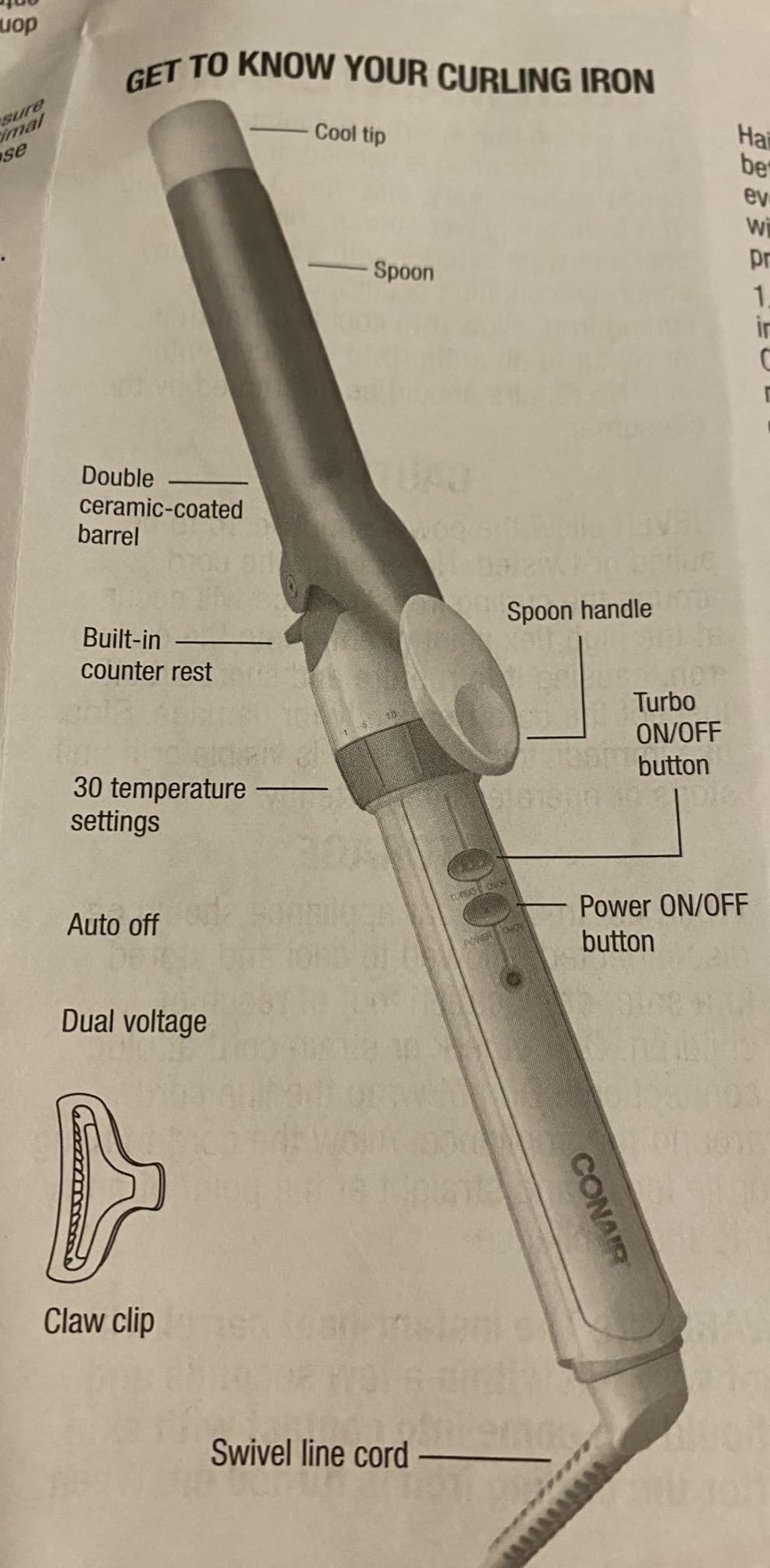 Conair Double Ceramic 1 1/4-Inch Curling Iron, 1-1/4 Inch Extra-Long Barrel Hair Curling Iron, 30 Heat Settings, Turbo Heat, Auto Off, Cool Tip, Dual Voltage, Rose Gold - Customer Photo 2