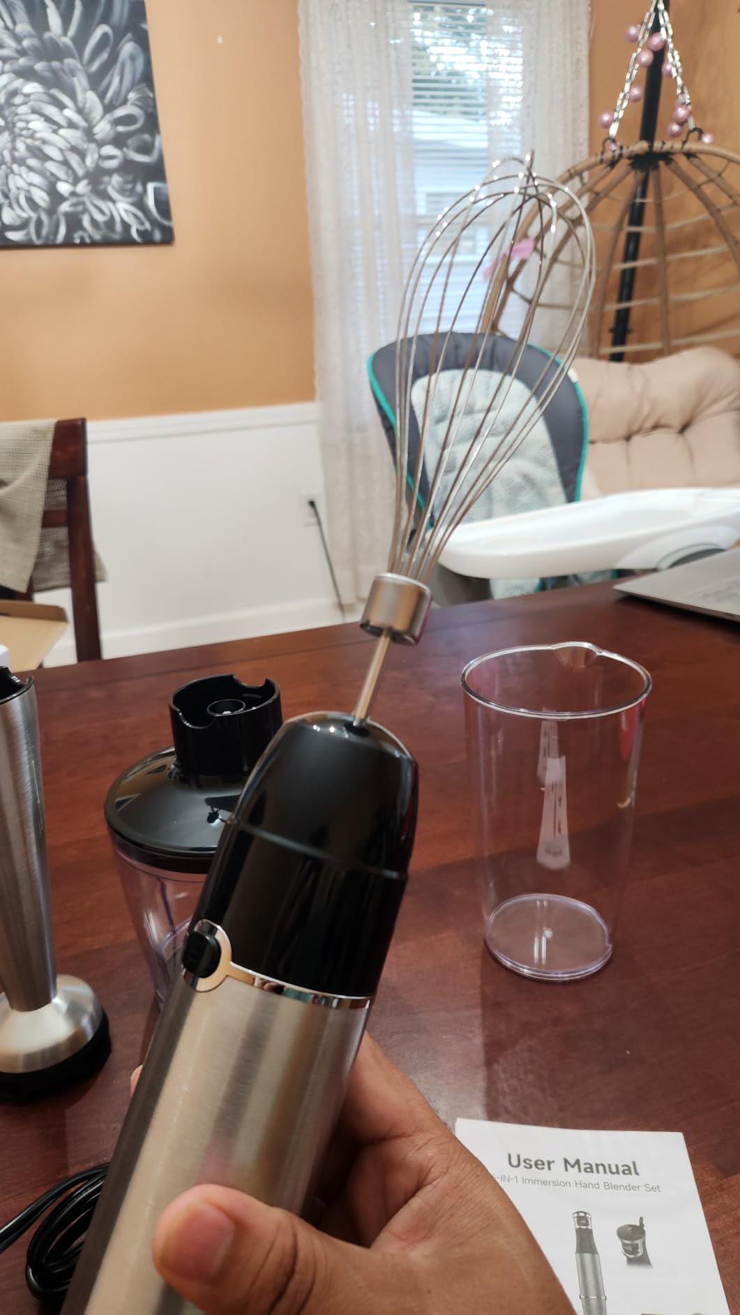 Immersion Blender Handheld Corded Hand Blenders Set 1100W, Trigger Variable Speed 5 in 1 Stick Emulsifier with Chopper, Whisk and Frother for Soup, Baby Food and Smoothies, White Customer Review Immersion Blender Handheld Corded Hand Blenders Set 1100W, Trigger Variable Speed 5 in 1 Stick Emulsifier with Chopper, Whisk and Frother for Soup, Baby Food and Smoothies, White - Customer Photo 1