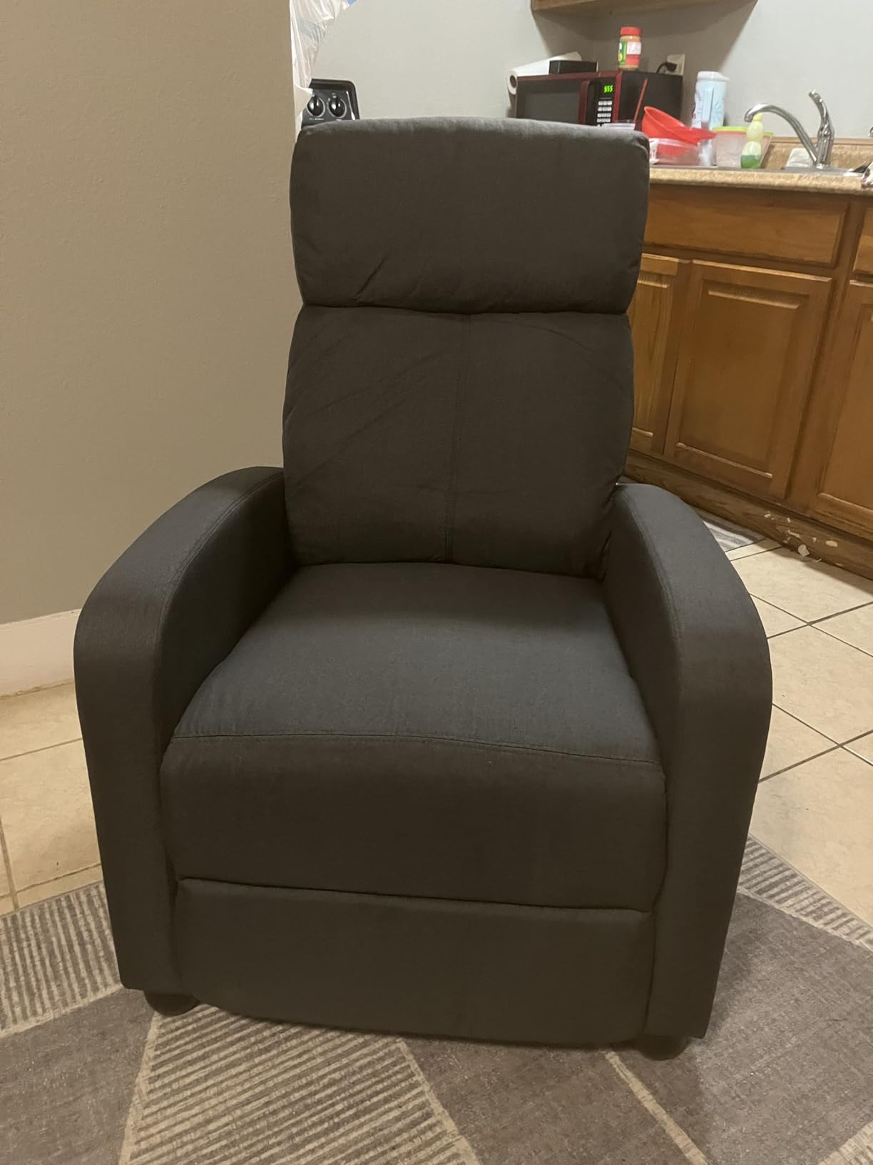 Garvee Recliner Chair for Adults, Lazy Recliner Ergonomic Adjustable Single Sofa Enhanced with Side Pocket, Tall Back, Wide Arms & Padded Seat, Home Theater Seating for Living Room, Grey - Customer Photo 2