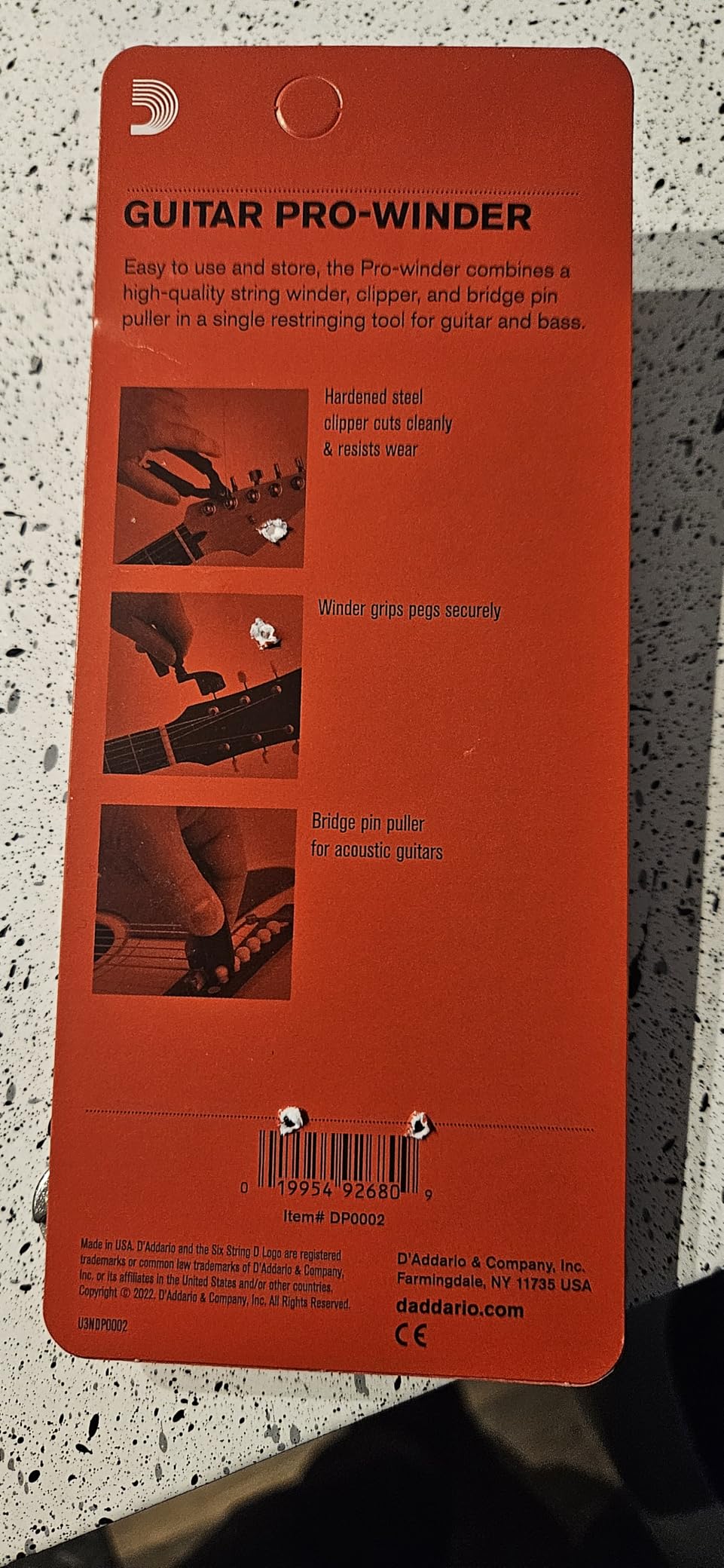 D'Addario Accessories Pro-Winder Guitar String Winder, Cutter, Bridge Pin Puller - All in One Guitar Tool - Black - Customer Photo 2