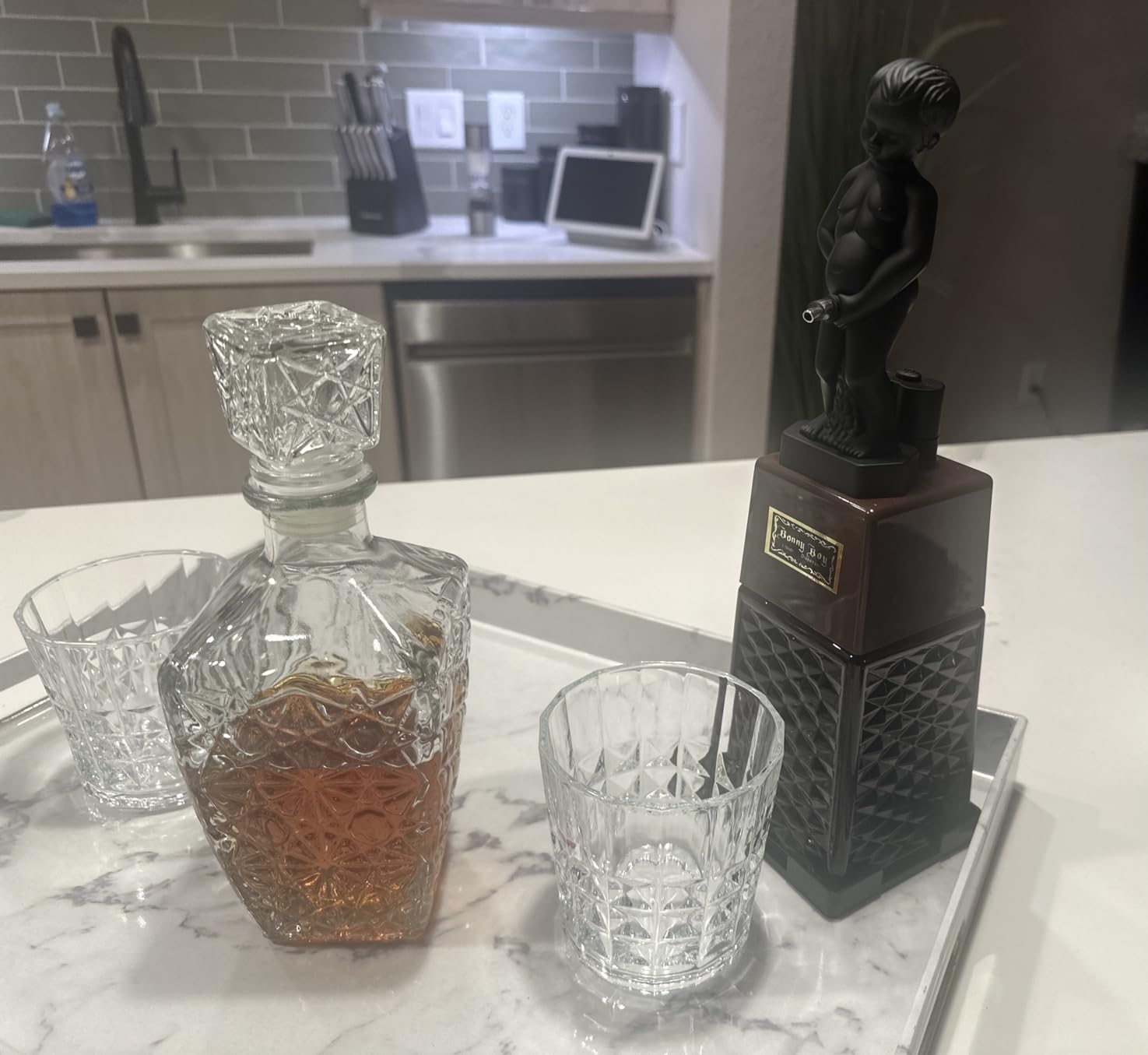 True Bonny Boy Liquor Dispenser, Novelty Drink Dispenser for Whiskey, Bourbon, Vodka, Gin, and Spirits, Fun Bar Cart Accessories for Home Bar, Man Cave, or Liquor Cabinet Decor, 16 oz, Set of 1 - Customer Photo 1