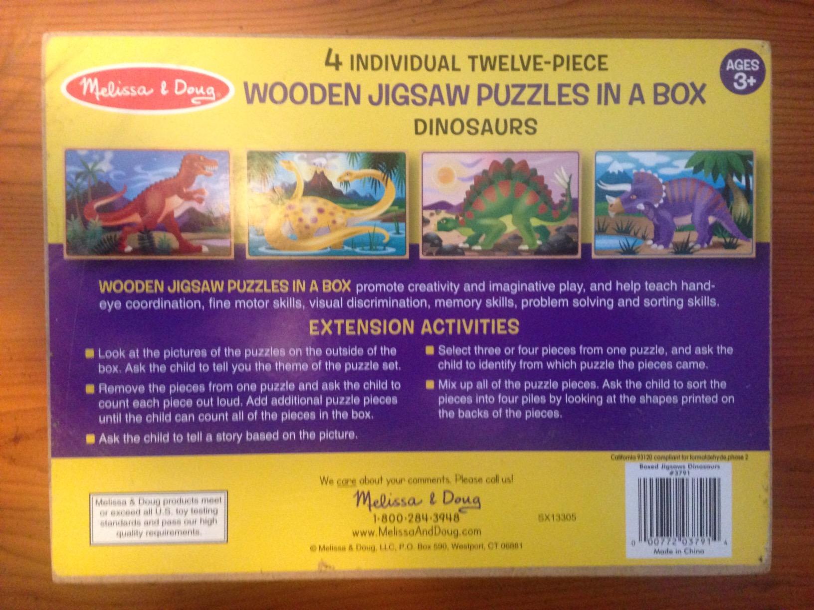 Melissa & Doug 4-in-1 Wooden Vehicle Jigsaw Puzzle Set, 48 Pieces with Storage Box, Toddler Puzzle Toy for Kids Ages 3+ - FSC Certified - Customer Photo 3