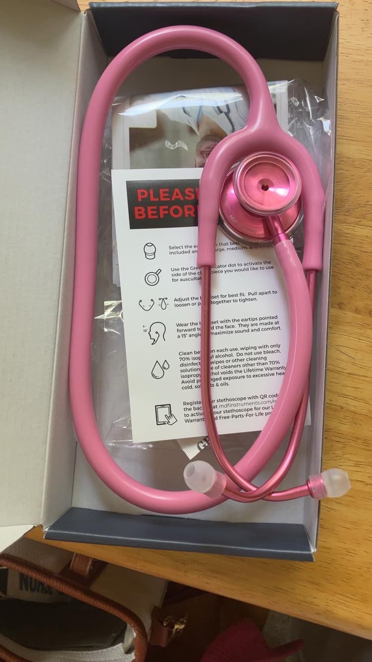 MDF Instruments, Acoustica Lightweight Stethoscope for Doctors, Nurses, Students, Home Health Use, Adult, Dual Head, Black Tube, Black Chestpiece-Headset, MDF747XPBO - Customer Photo 2