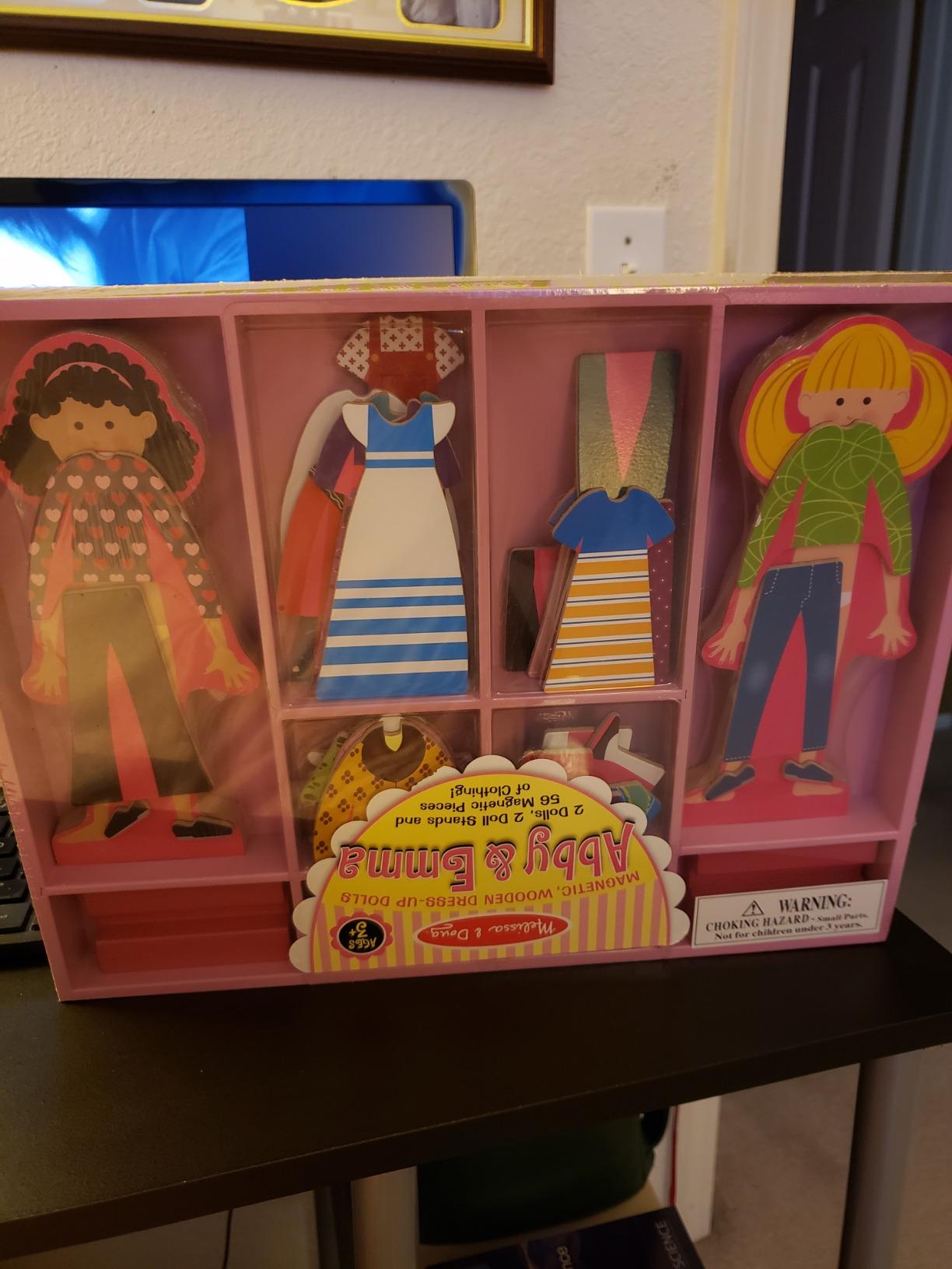 Melissa & Doug Abby and Emma Magnetic Wooden Dress-Up Dolls Play Set (55+ Pieces), Magnetic Dolls, Pretend Play & Preschool Toys for Kids 3+ - Customer Photo 2