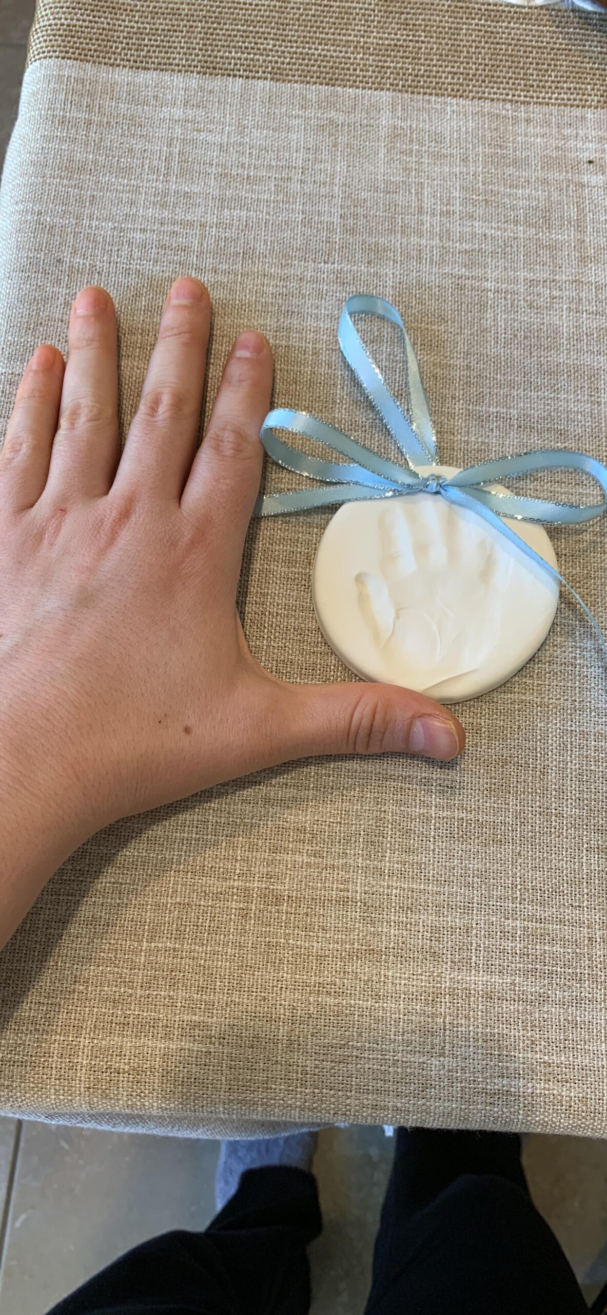 Pearhead Babyprints Ornament, Baby's First Christmas Holiday Keepsake, Newborn Handprint or Footprint Clay Kit, Easy No-Bake DIY Impression, Gender-Neutral Baby Gift - Customer Photo 2