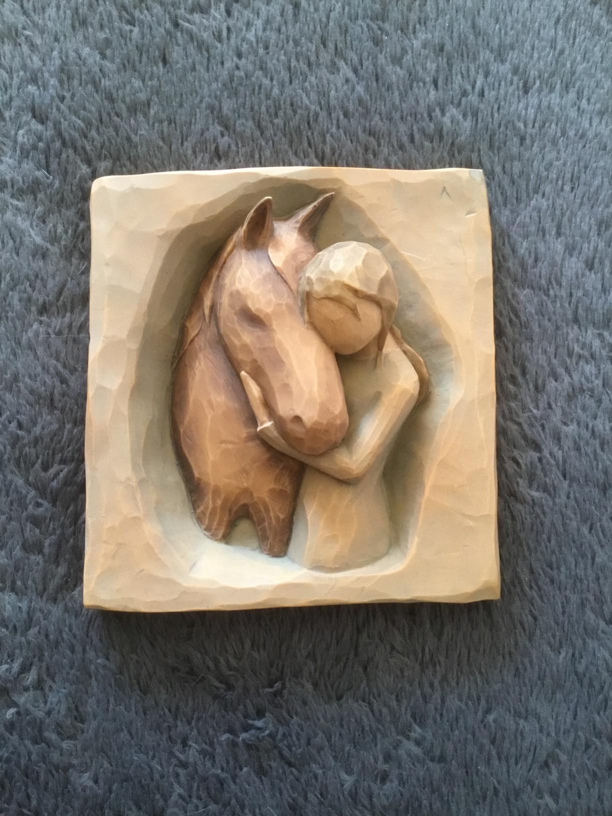 Willow Tree Quiet Strength, Always There for me, Expression of Friendship and Love Between Girls and Horses, Sculpted Hand-Painted Bas Relief Wall Plaque - Customer Photo 1