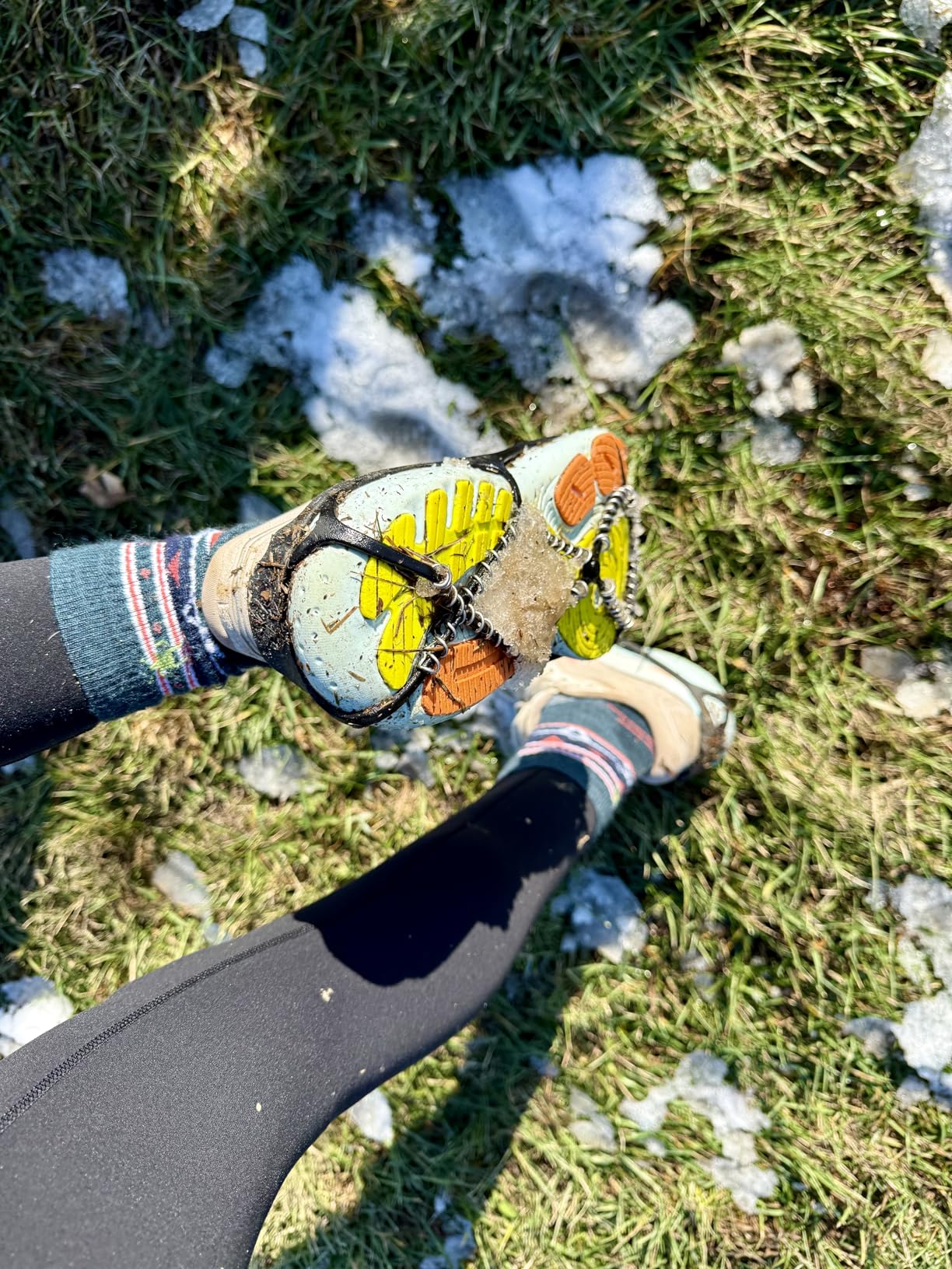 Yaktrax Walk Traction Cleats - 360-Degree Grip on Snow, Ice, & Multi-terrain Surfaces - Elastic Outer Band w/ Easy-On/Off Heel Tab & 1.2mm Zinc-coated Steel Coils - Abrasion & Rust Resistant - Unisex - Customer Photo 1
