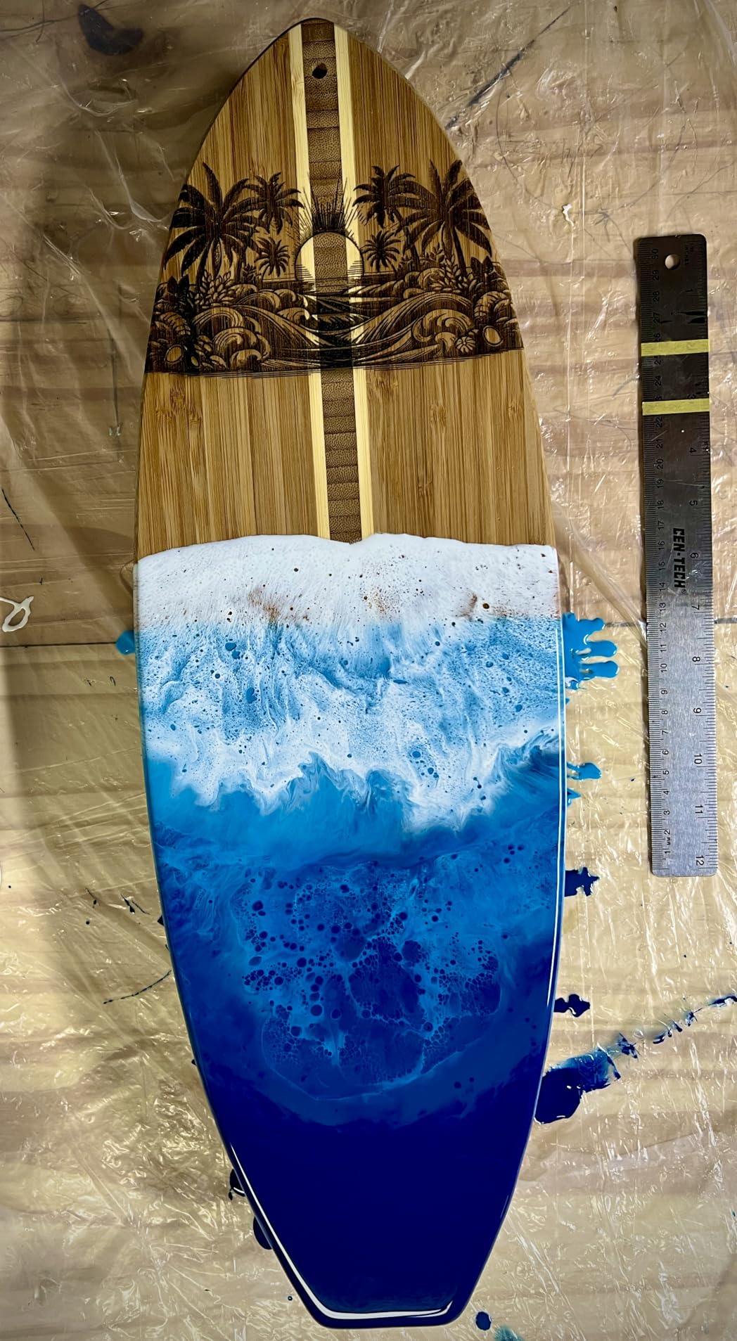 Totally Bamboo Lil' Surfer Surfboard Shaped Bamboo Serving and Cutting Board, 14-1/2