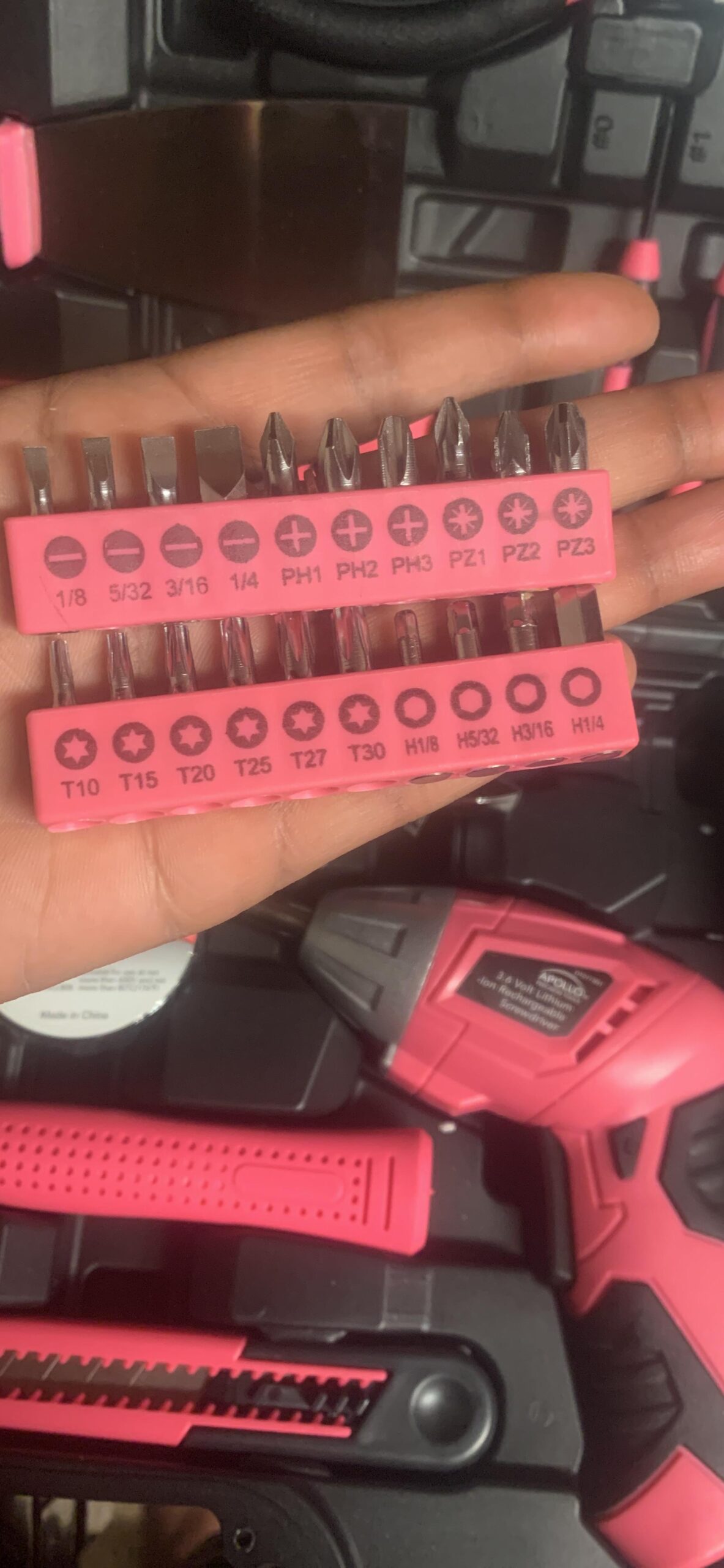 Apollo Tools Original 39 Piece General Household Tool Set in Toolbox Storage Case with Essential Hand Tools for Everyday Home Repairs, DIY and Crafts - Pink Ribbon - Customer Photo 2