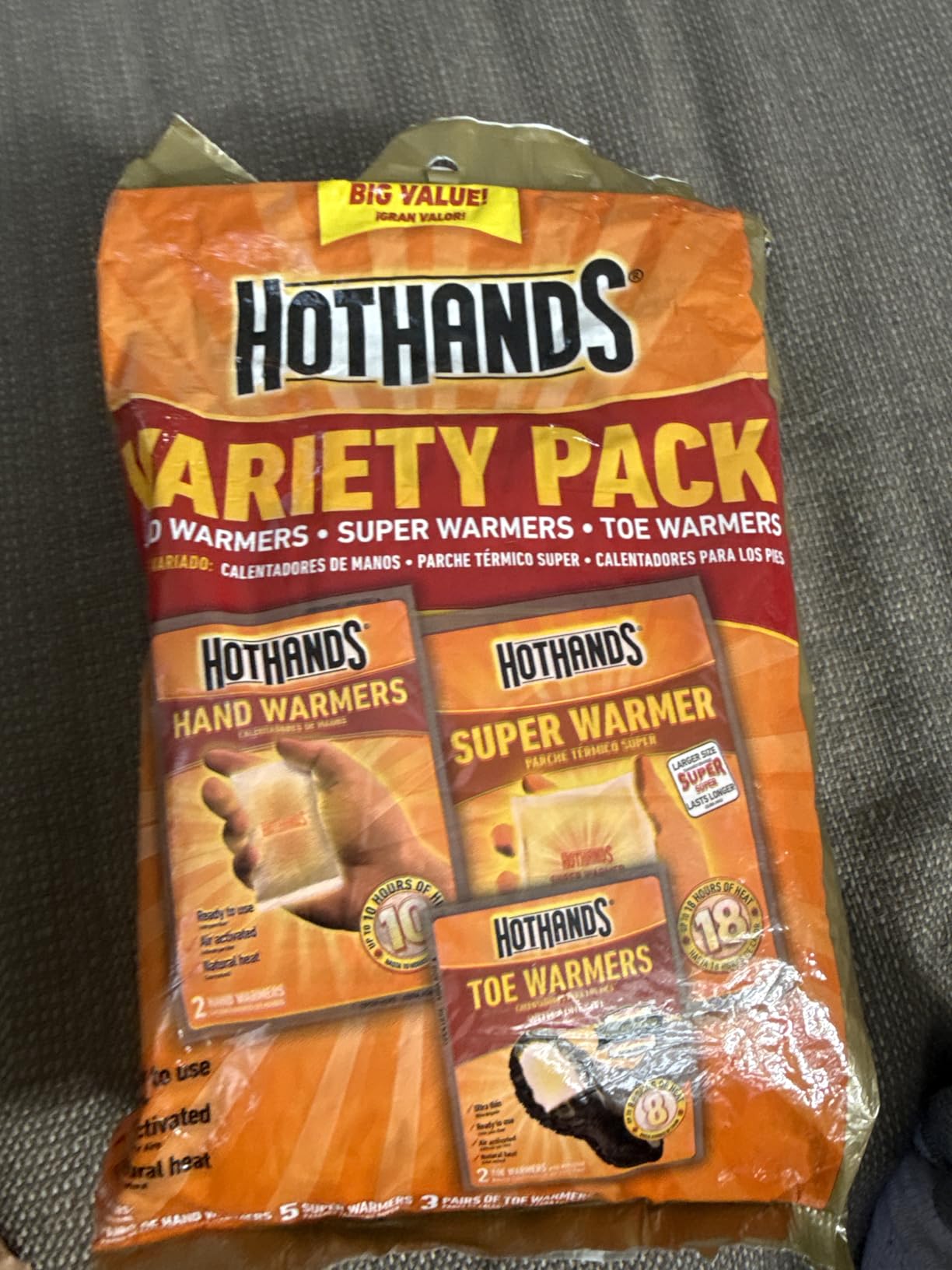HotHands Toe, Hand, & Body Warmer Variety Pack - Long Lasting Safe Natural Odorless Air Activated Warmers - Customer Photo 1