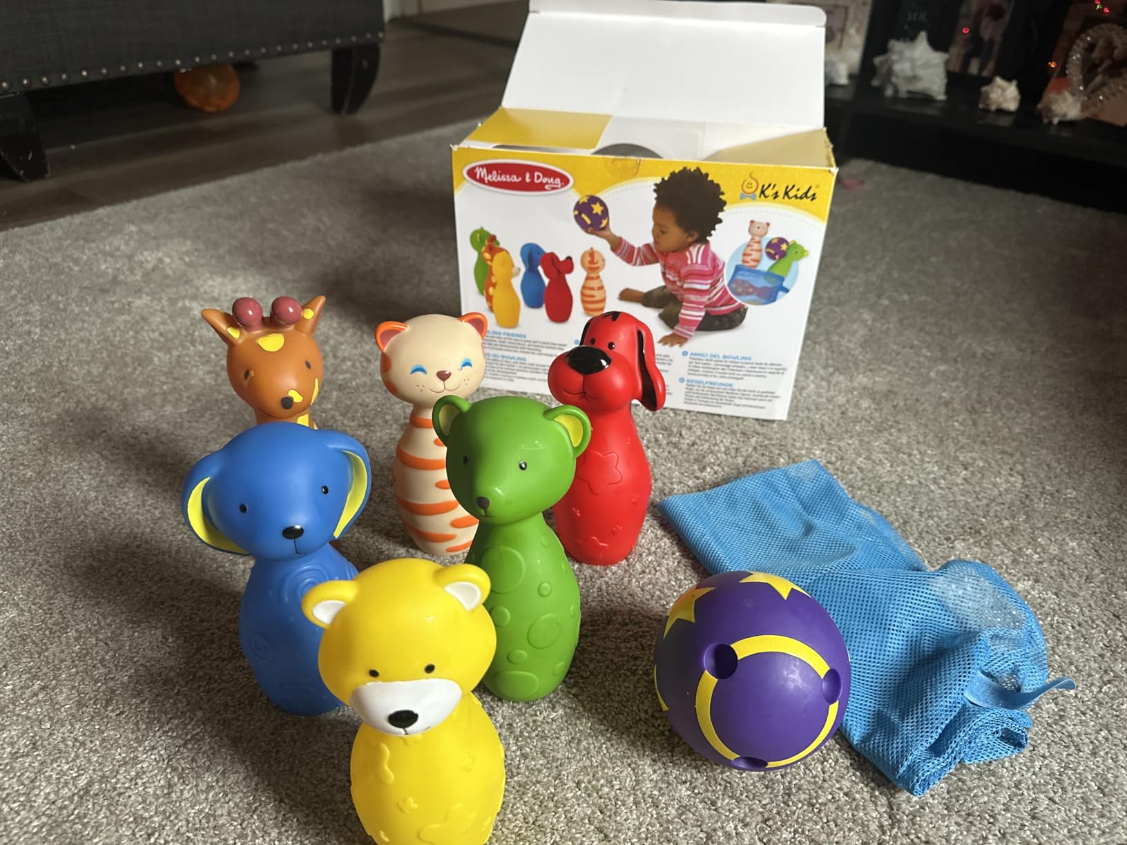 Melissa & Doug K's Kids Bowling Friends Set, Soft Animal-Themed Pins & Ball with Carry Case, Travel-Friendly Bowling Game Sports Toy, Indoor & Outdoor Toddler Toys for Kids Ages 2+ - Customer Photo 1
