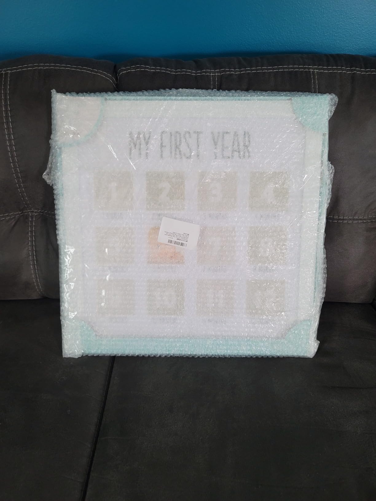 Pearhead My First Year Photo Moments, Baby's First Twelve Months Photo Collage and Gender Neutral Keepsake, Ideal for Baby Shower, New Mom Gift and Nursery Decor, 13 Photo Inserts, White - Customer Photo 2