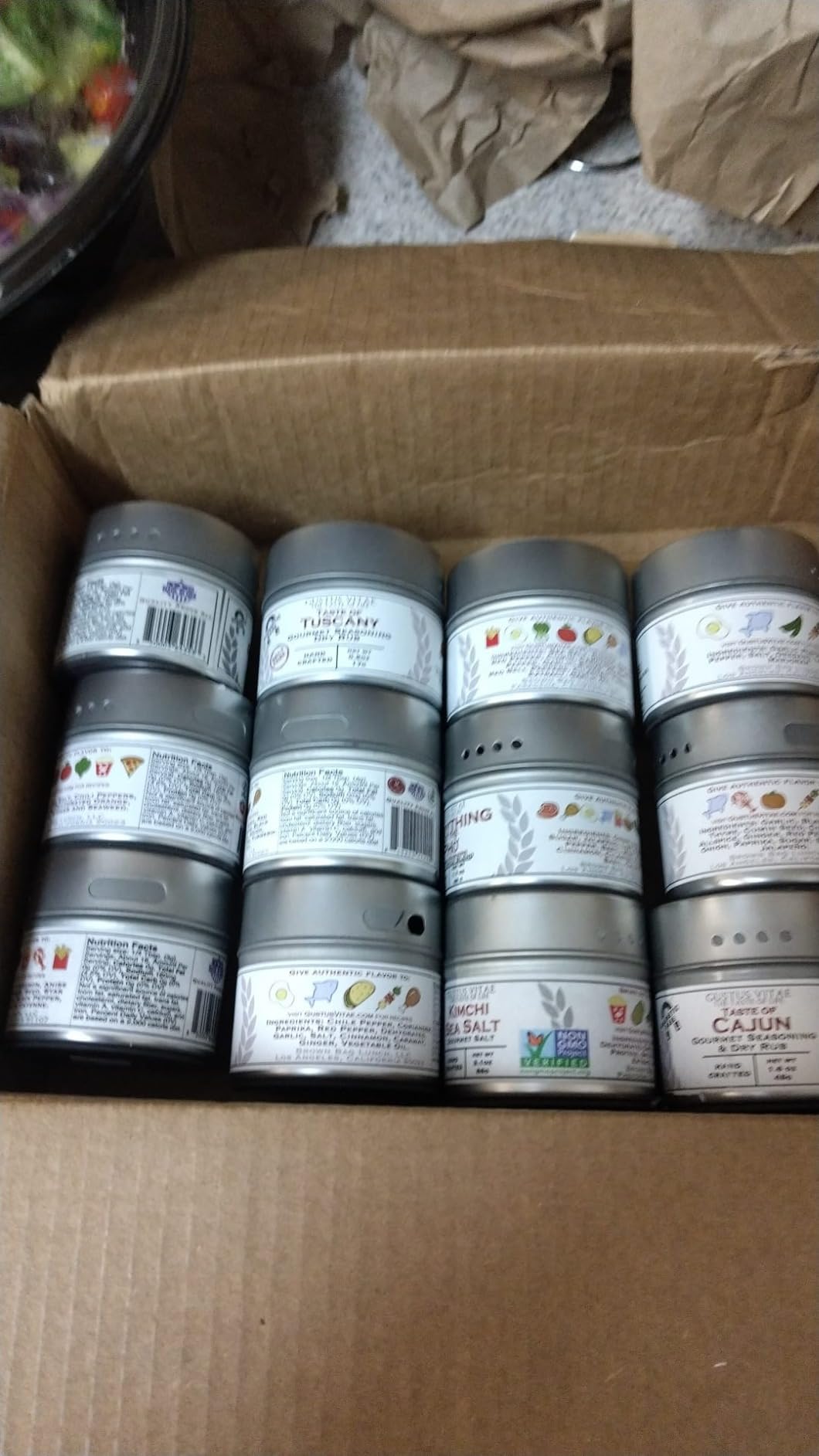 Gourmet World Flavors Seasoning Collection | Non GMO Verified | 6 Magnetic Tins | Spice Blends | Crafted in Small Batches by Gustus Vitae - Customer Photo 1