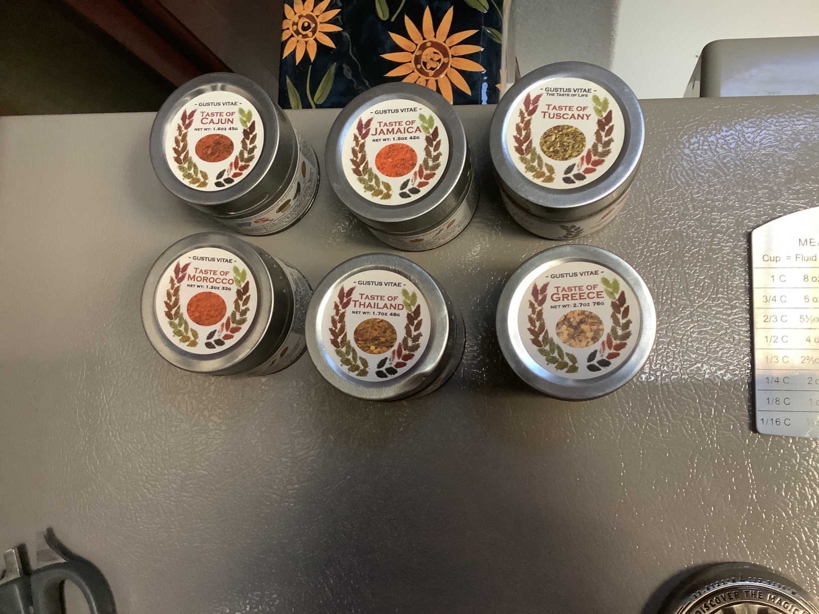 Gourmet World Flavors Seasoning Collection | Non GMO Verified | 6 Magnetic Tins | Spice Blends | Crafted in Small Batches by Gustus Vitae - Customer Photo 2