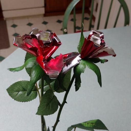 – 4th Anniversary Fruit Rose Bouquet – RED – 2-Stem with Vase – Artificial Fruit Roses, 4 Year Wedding Gift, Traditional Anniversary Flowers for Her or Him - Customer Photo 1