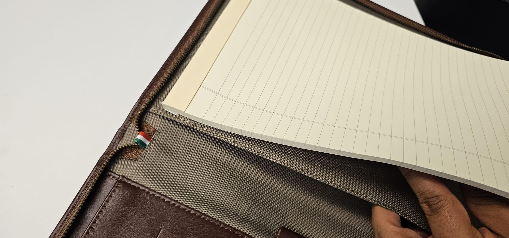 Premium Maruse Leather Portfolio Padfolio - Executive Folio for Men and Women with Zipper, Folio Document Organizer, Laptop Sleeve, iPad Case and Folder - Made in Italy, Brown - Customer Photo 1