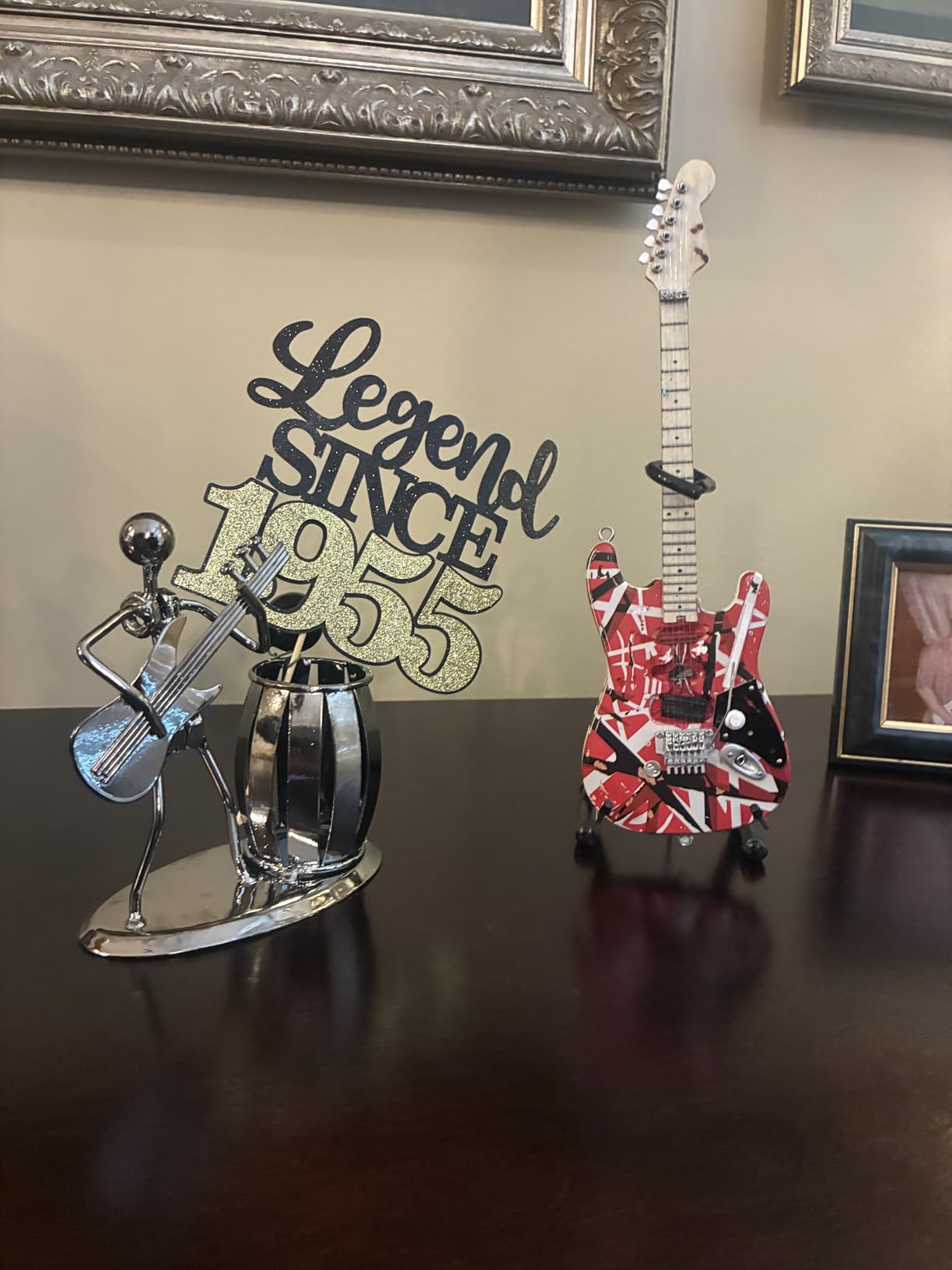 MyGift Pen Holder For Desk,Office Decor Desk Accessories For Men Music Decor Guitar Accessories Gifts For Men Guitar Players Boss Male Christmas Gifts - Customer Photo 2