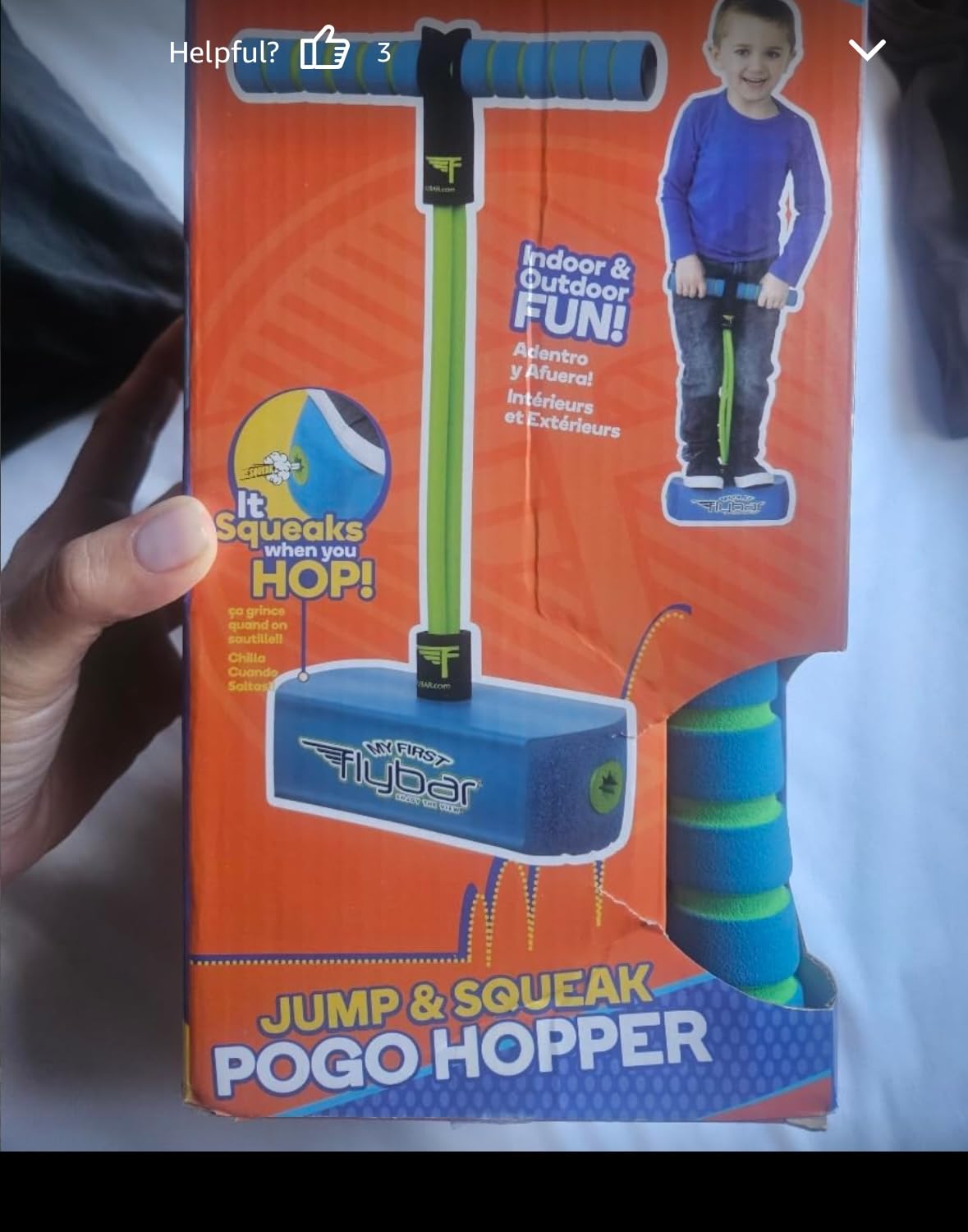 Flybar My First Foam Pogo Jumper for Kids Fun and Safe Pogo Stick for Toddlers, Durable Foam and Bungee Jumper for Ages 3 and up, Supports up to 250lbs Customer Review Flybar My First Foam Pogo Jumper for Kids Fun and Safe Pogo Stick for Toddlers, Durable Foam and Bungee Jumper for Ages 3 and up, Supports up to 250lbs - Customer Photo 1