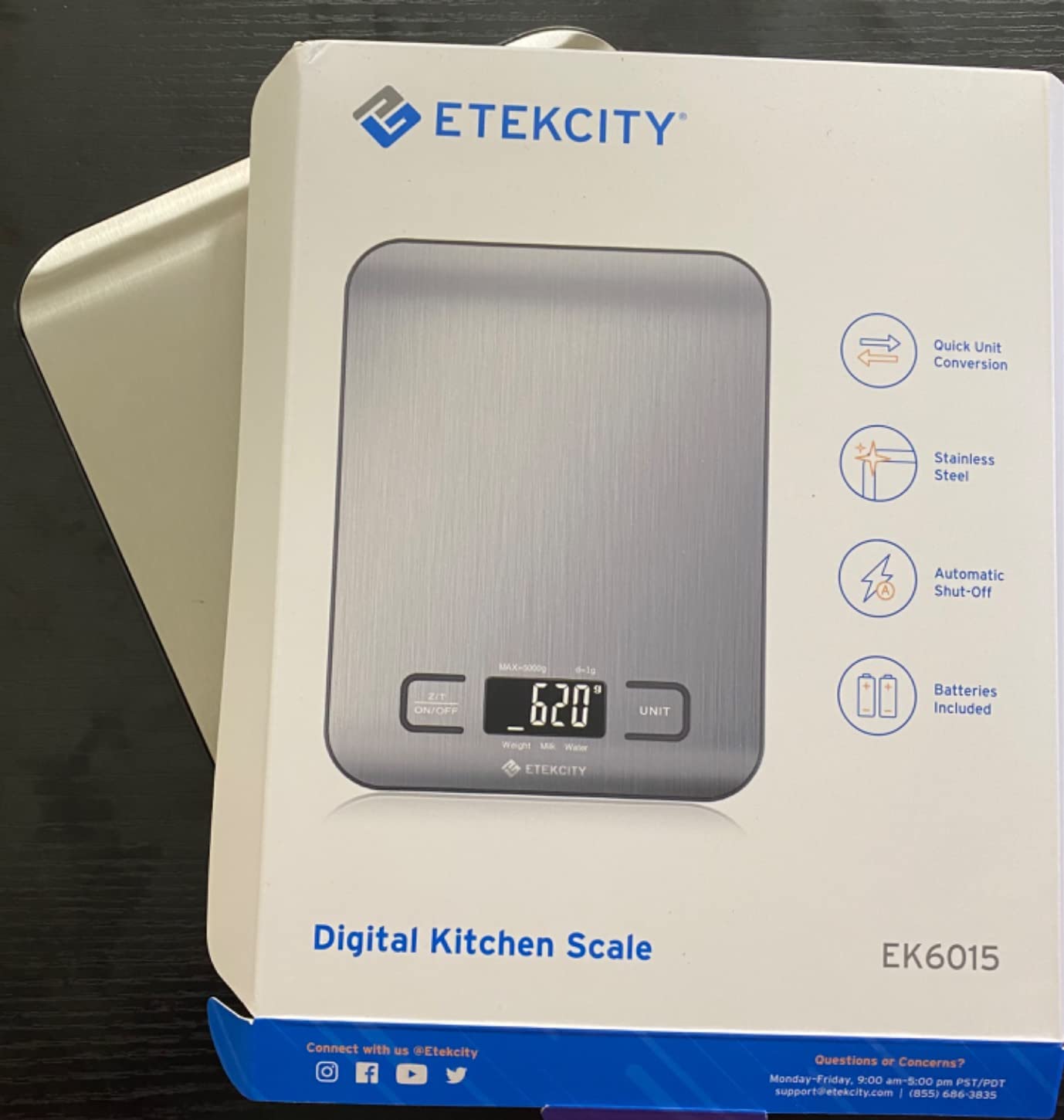 Etekcity Food Kitchen Scale, Digital Grams and Ounces for Weight Loss, Baking, Cooking, Keto and Meal Prep, LCD Display, Medium, 304 Stainless Steel Customer Review Etekcity Food Kitchen Scale, Digital Grams and Ounces for Weight Loss, Baking, Cooking, Keto and Meal Prep, LCD Display, Medium, 304 Stainless Steel - Customer Photo 1