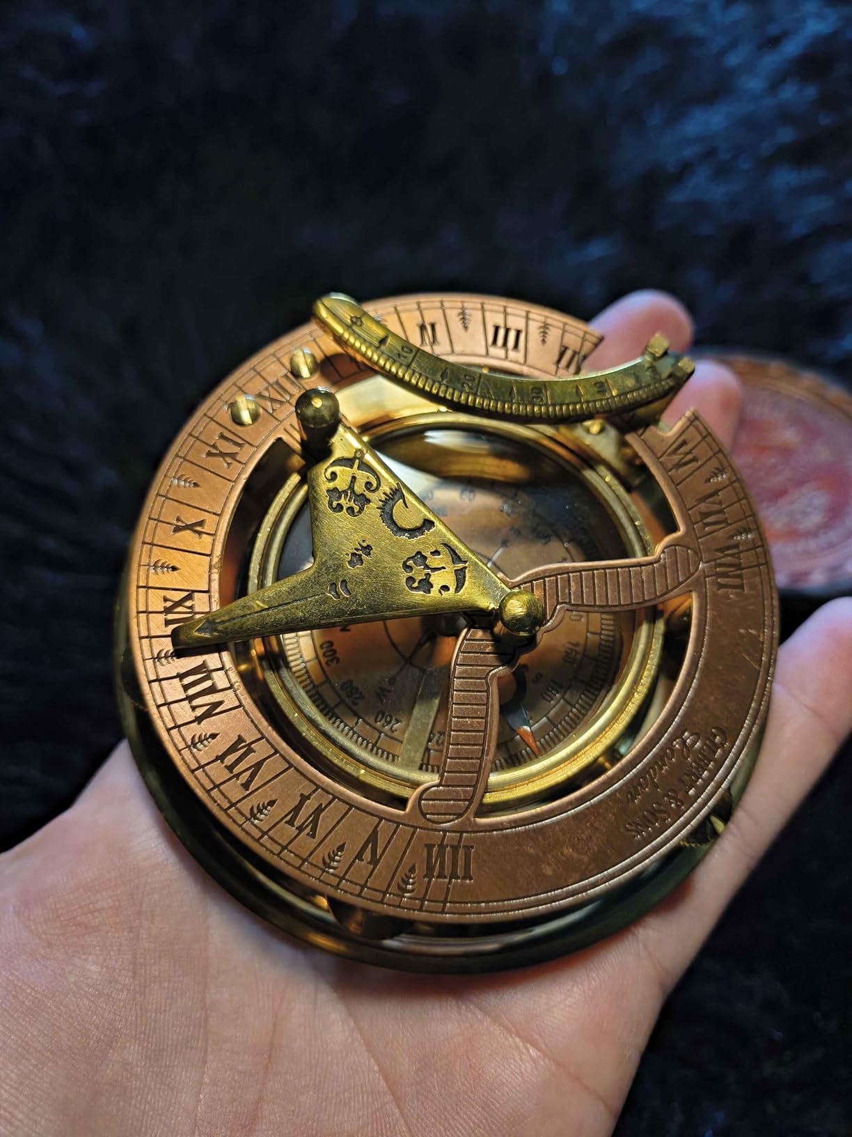 Brass Nautical - Antique Brass & Copper Sundial Compass, Sundial Clock in Box Gift Sun Clock Ship Replica Watch - Customer Photo 1