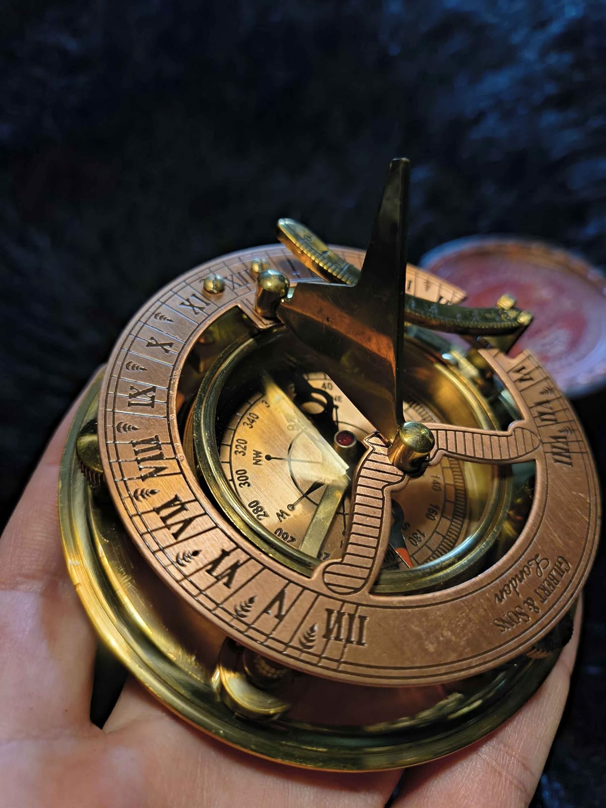 Brass Nautical - Antique Brass & Copper Sundial Compass, Sundial Clock in Box Gift Sun Clock Ship Replica Watch - Customer Photo 2