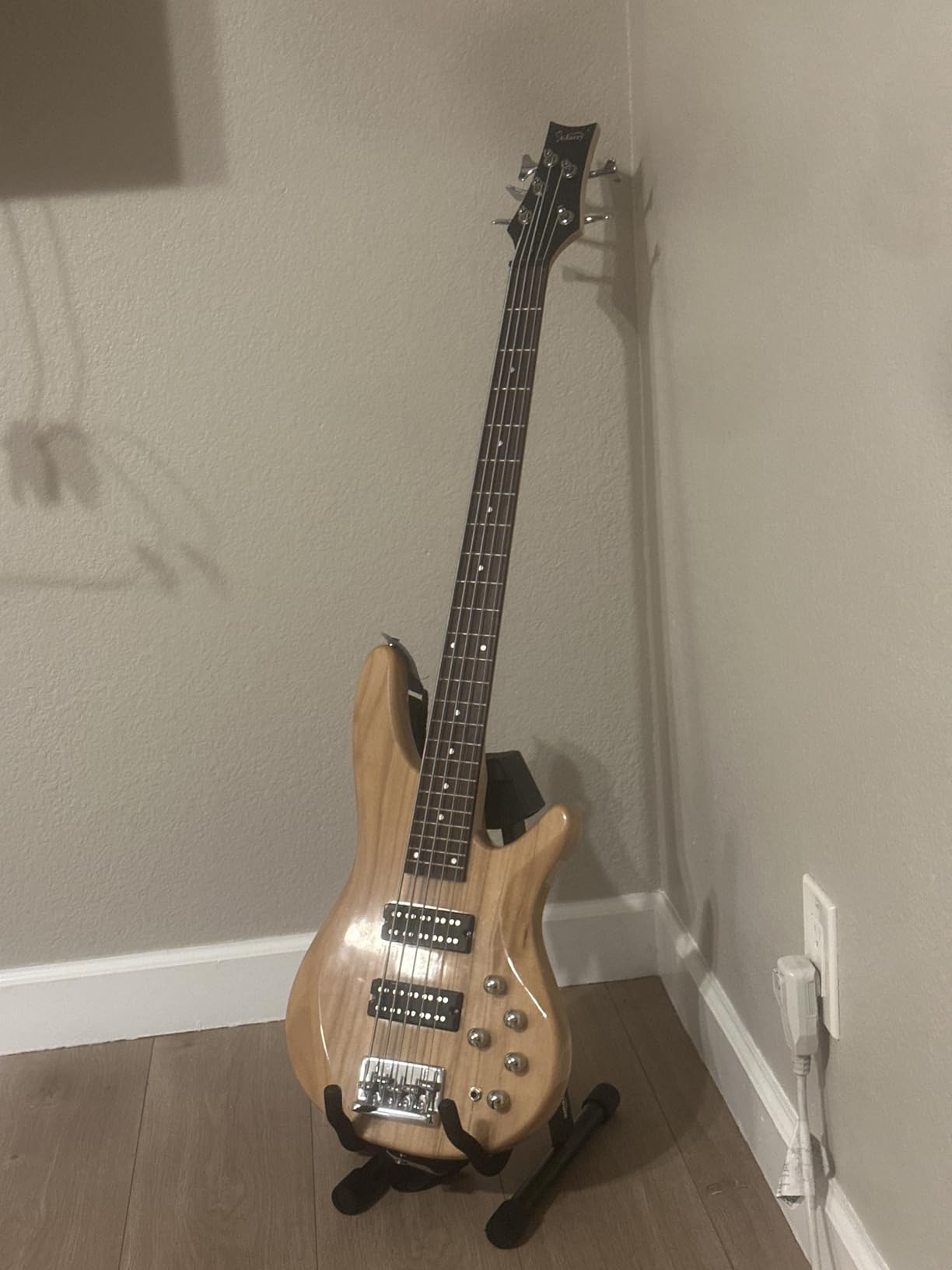 Amazon Basics Adjustable Folding Guitar Stand, A-shape, Fully Assembled - For School Music Program, Concerts & Multiple Users, Black, 8.66 x 15.16 x 3.74 inches - Customer Photo 1