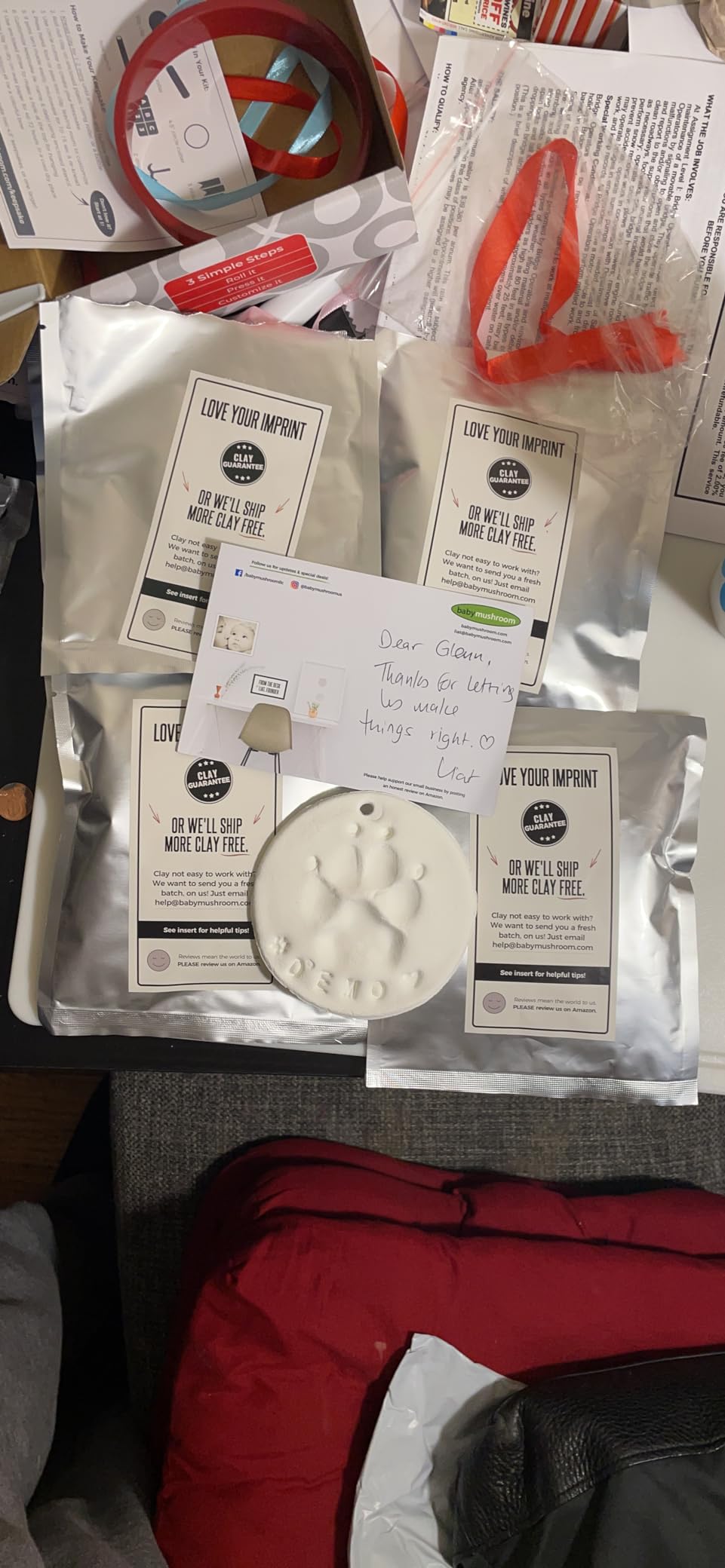 Ultimate Pawprint Keepsake Kit (Makes 2) - Paw Print Christmas Ornament w/ Bonus Personalization Tool & Display Stands! For Dogs, Cats & Pets. Non-toxic. Clay Air-Dries Soft, Light & Uncrackable. - Customer Photo 1