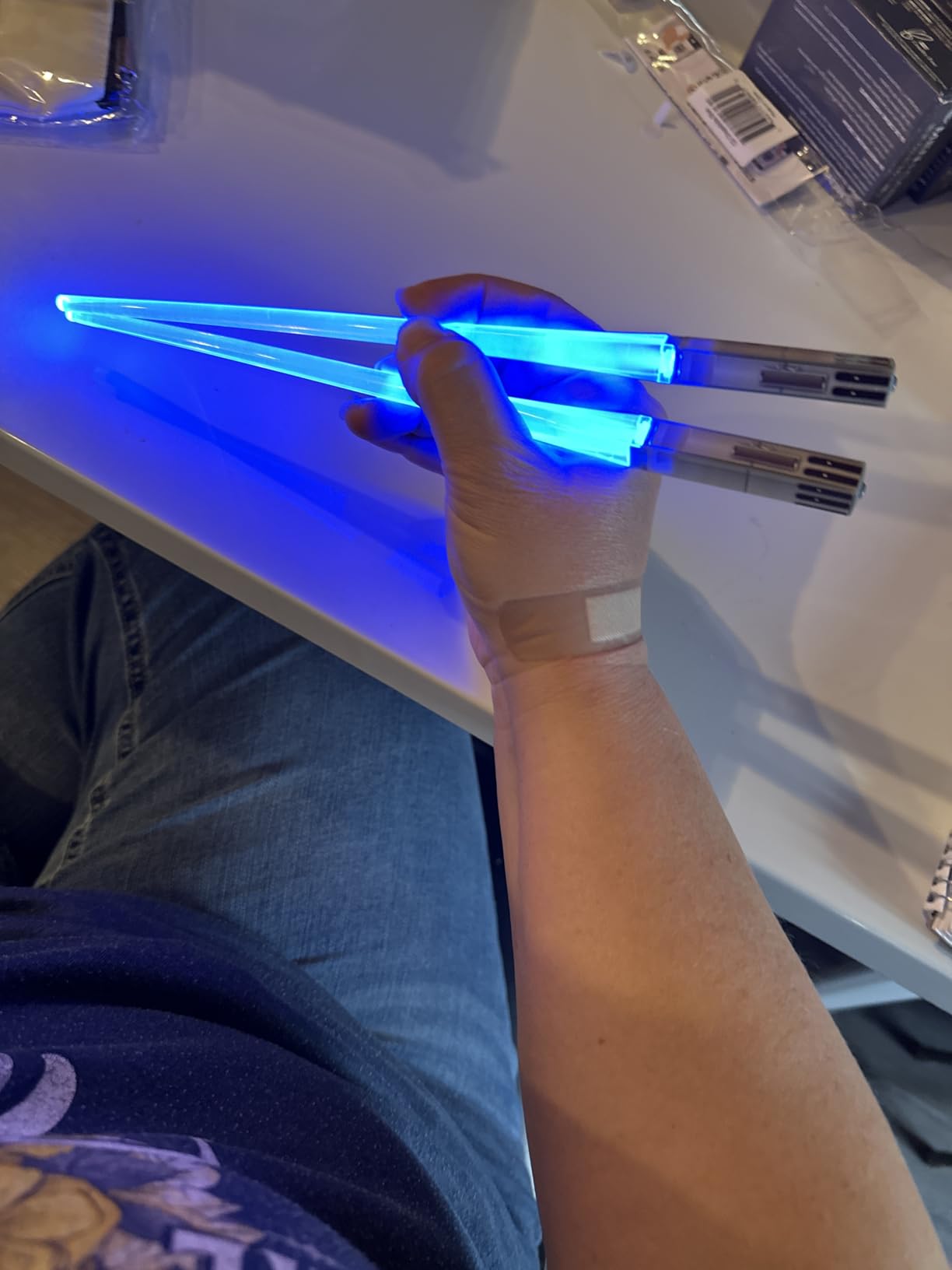 Lightsaber Chopsticks Light Up - LED Glowing Light Saber Star Wars Chop Sticks - Reusable Sushi Lightup Sabers Chopstick Set Of 1 Blue Pair Customer Review Lightsaber Chopsticks Light Up - LED Glowing Light Saber Star Wars Chop Sticks - Reusable Sushi Lightup Sabers Chopstick Set Of 1 Blue Pair - Customer Photo 1