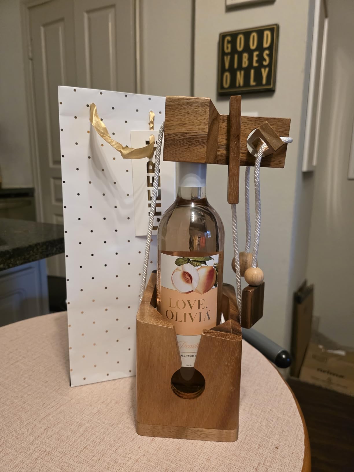 BSIRI Bottle Puzzle - Challenging 3D Wooden Bottle Holder and Bottle Lock Puzzle Games for Adults. Functional Bottle Storage, Ideal Bottle Lover Gifts, Fun Gifts, Game Night and Rustic Room Decor Customer Review BSIRI Bottle Puzzle - Challenging 3D Wooden Bottle Holder and Bottle Lock Puzzle Games for Adults. Functional Bottle Storage, Ideal Bottle Lover Gifts, Fun Gifts, Game Night and Rustic Room Decor - Customer Photo 1