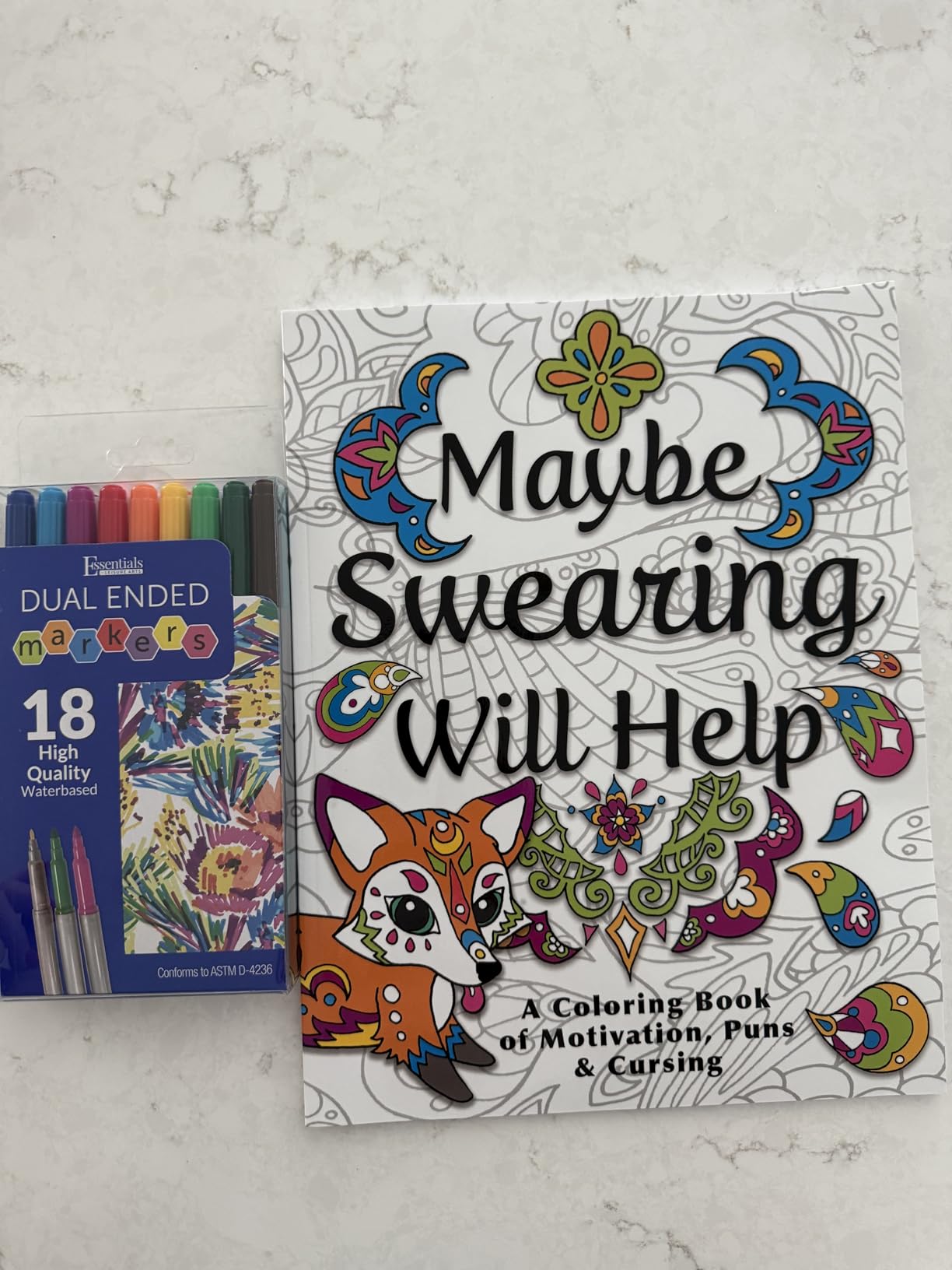 Maybe Swearing Will Help Adult Coloring Book Set - for Adults Relaxation with Markers in a Case - Motivational Swear Word Anxiety Relief - Color Cuss & Laugh Your Way to Less Stress - Customer Photo 1