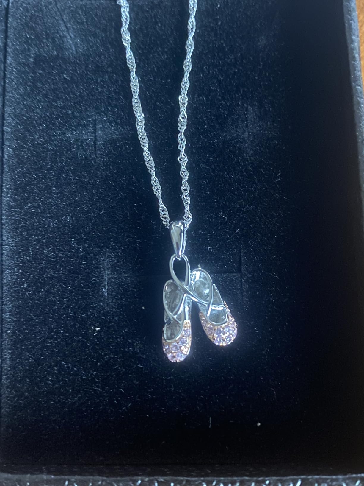 925 Sterling Silver Dance Recital Gifts for Girls Ballerina Necklace Jewelry Cubic Zirconia Ballet Slippers Shoes Necklace for Women Teen Little Girl & Dancer 18