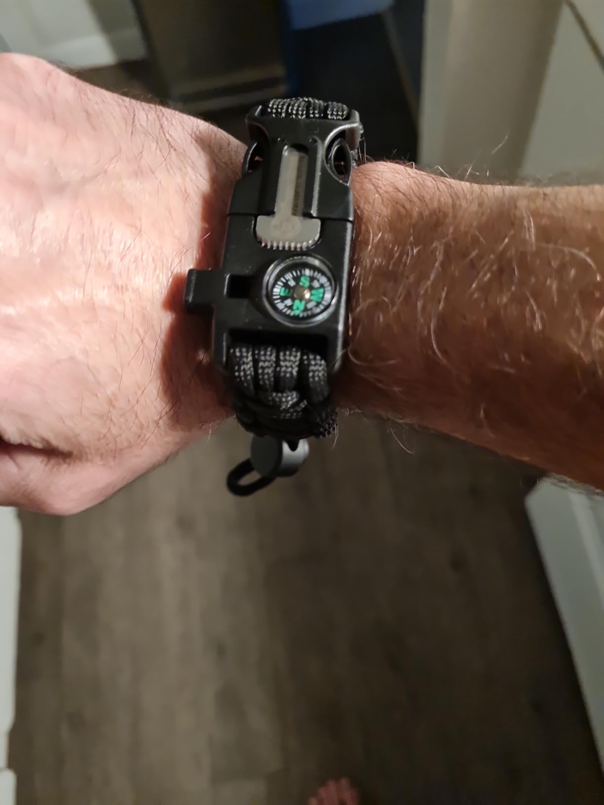 Atomic Bear Paracord Bracelet (2 Pack) - Adjustable - Fire Starter - Loud Whistle - Perfect for Hiking, Camping, Fishing and Hunting - Black & Black+Orange - Customer Photo 2