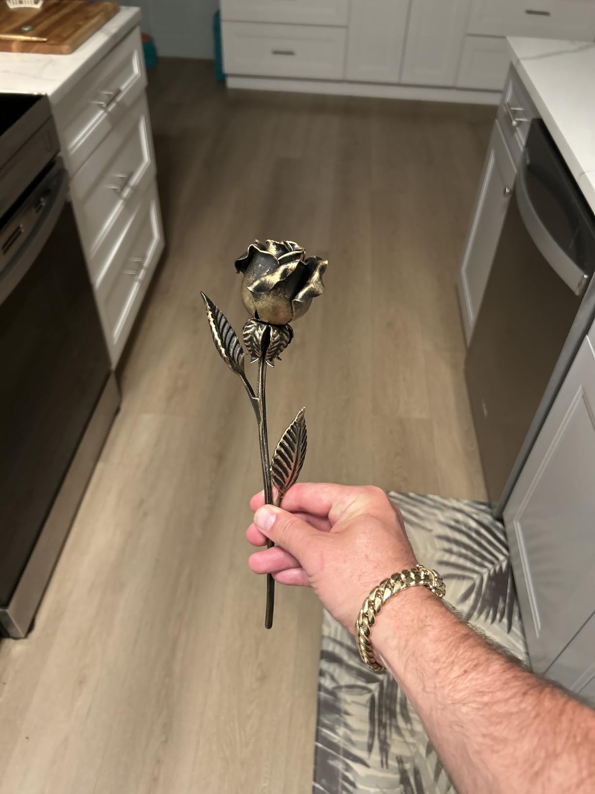 Hand Forged Wrought Iron Rose - Romantic Metal Gift of Everlasting Love - 6th Year Wedding Anniversary Surprise for Her - Customer Photo 1