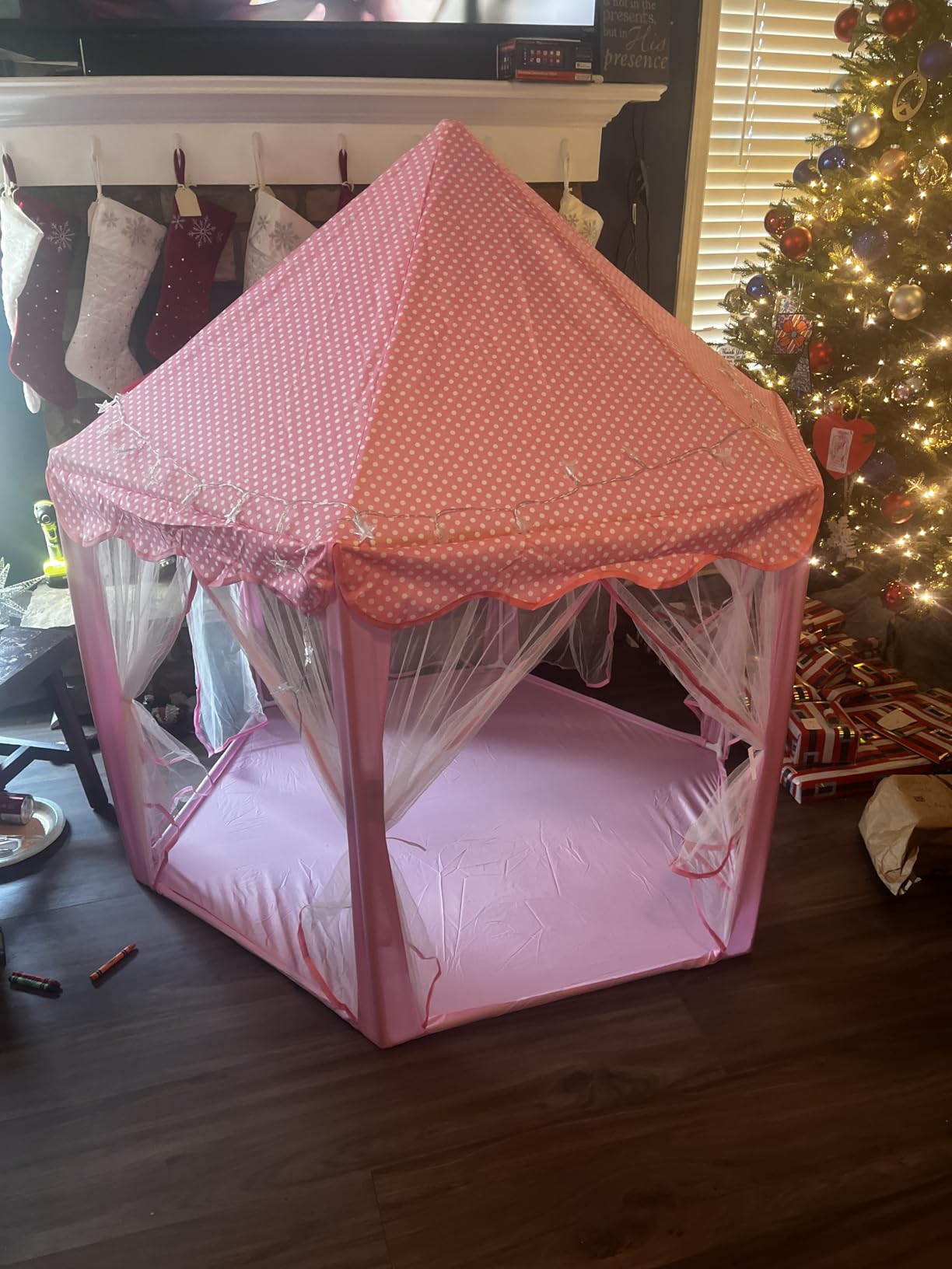 Monobeach Princess Tent Girls Large Playhouse Kids Castle Play Tent with Star Lights Toy for Children Indoor and Outdoor Games, 55'' x 53'' (DxH) - Customer Photo 1