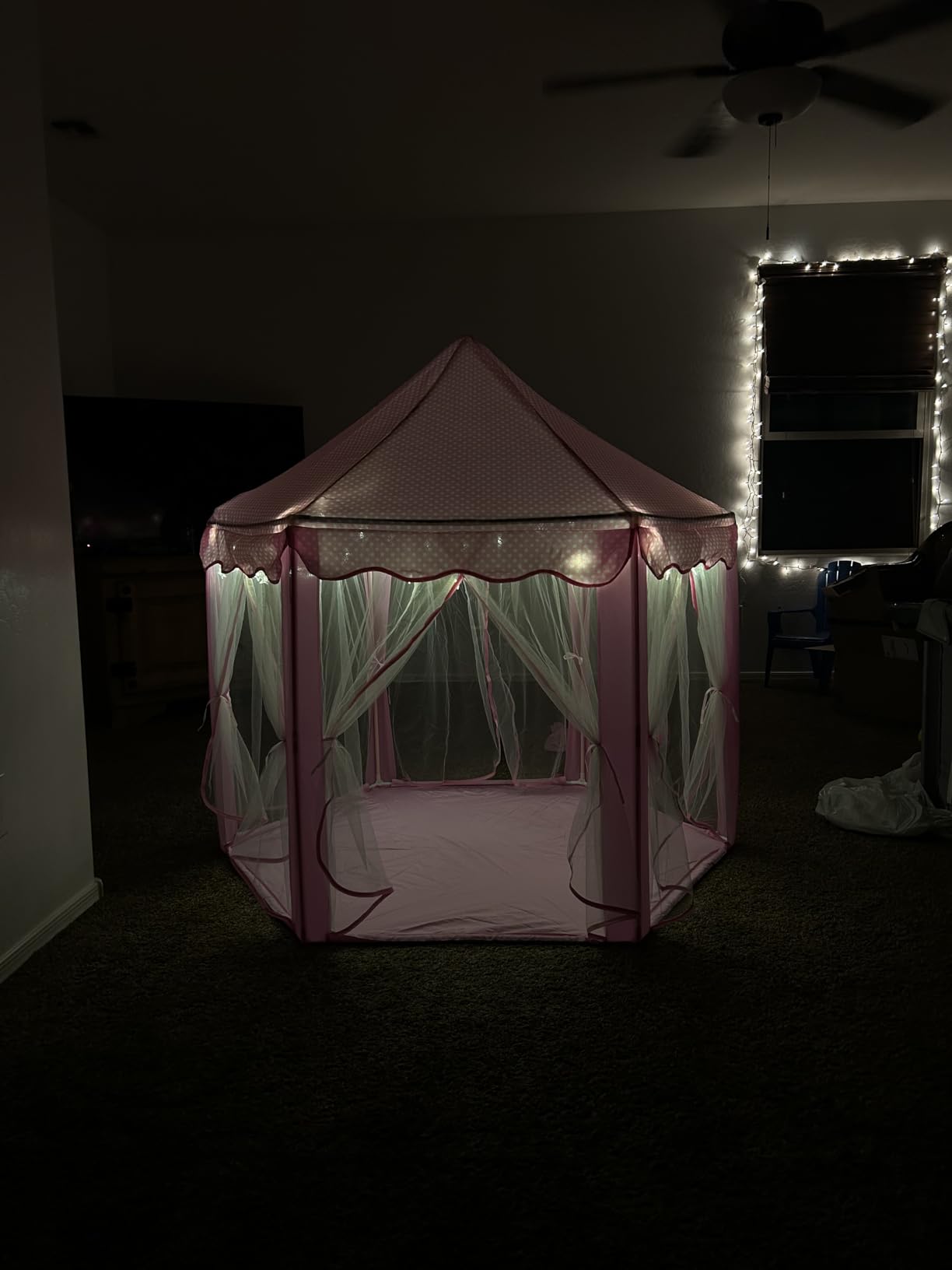 Monobeach Princess Tent Girls Large Playhouse Kids Castle Play Tent with Star Lights Toy for Children Indoor and Outdoor Games, 55'' x 53'' (DxH) - Customer Photo 2