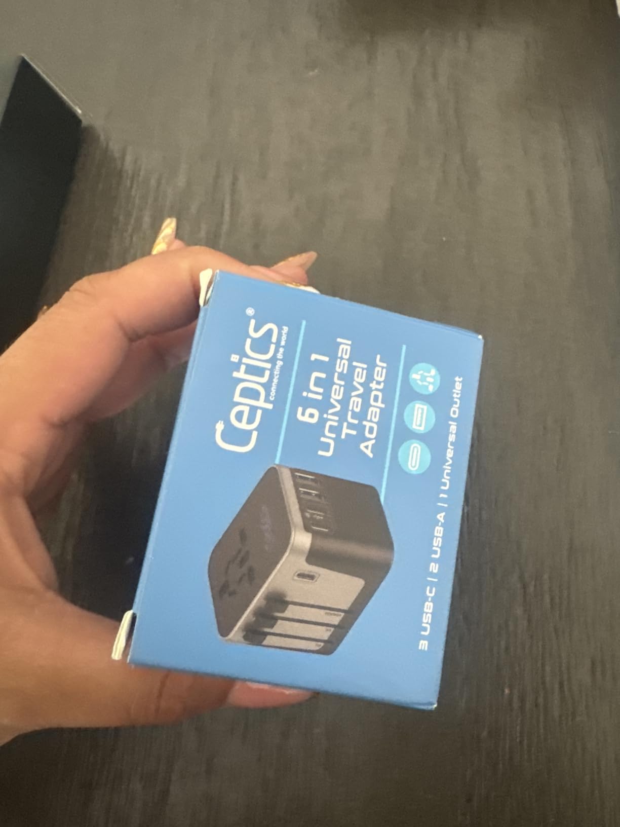 Ceptics 35W Universal Travel Adapter Kit – 2 USA sockets, USB-A, USBC, 1x PD 35W USB-C and USBC Cable, Surge Protected, Plugs for EU, UK, China, AU, Japan - for Laptop, Phone, Camera-ETL Tested - Customer Photo 2