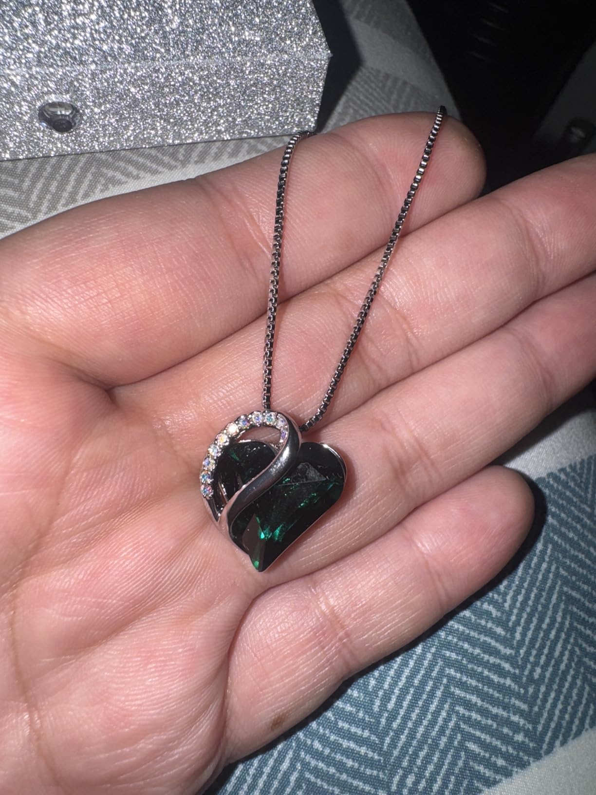 Leafael Necklaces for Women, Infinity Love Birthstone Heart Crystal Pendant, Birthday Jewelry Gifts for Her, Mom, and Wife, Silver Plated, 18 plus 2 inch Adjustable Chain - Customer Photo 2