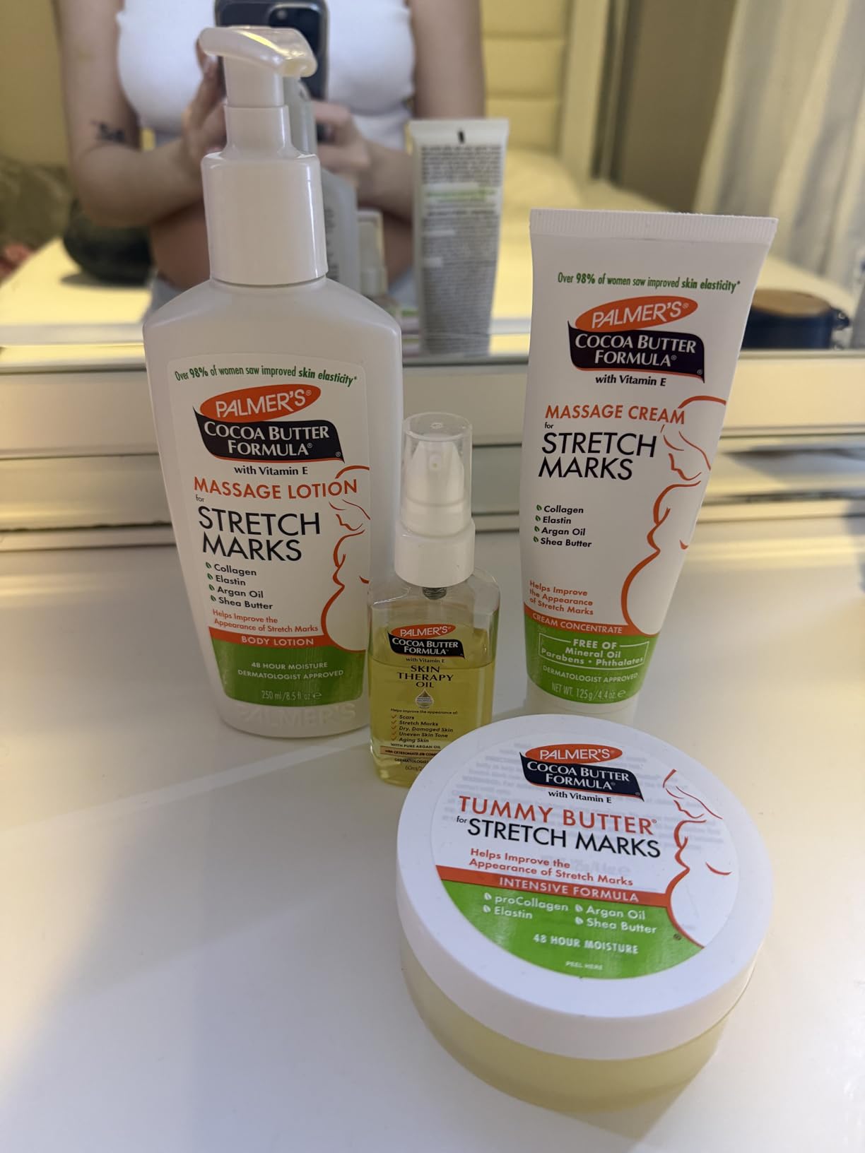 Palmer's Cocoa Butter Formula Pregnancy Skin Care Kit for Stretch Marks and Scars, Dermatologist Approved, Gift for Mom to Be, 4 Piece Full Size Set - Customer Photo 1