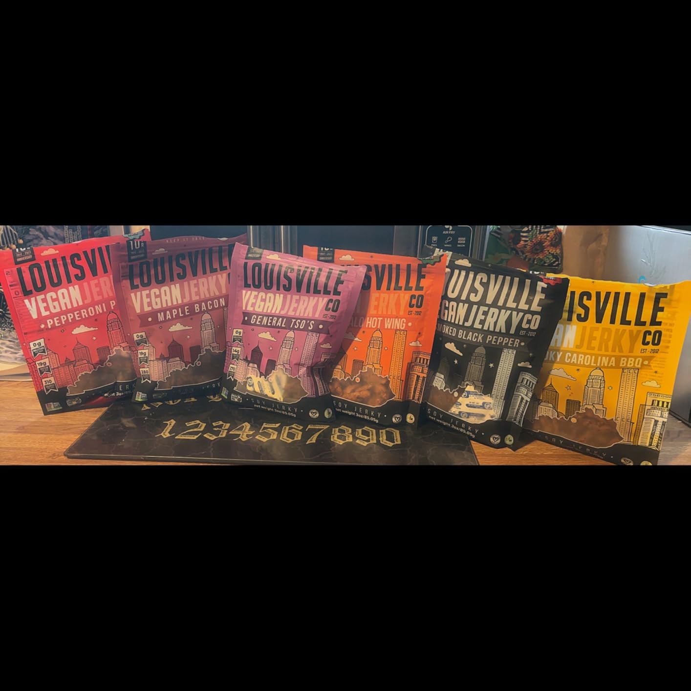 Louisville Vegan Jerky Co. Best Sellers 1 Variety Bundle Vegan Jerky 3 oz. 3 pack (Smoky Carolina BBQ, Smoked Black Pepper, Maple Bacon) - Customer Photo 3