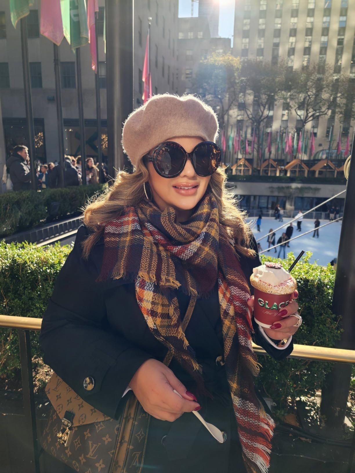 Wander Agio Womens Warm Long Shawl Winter Wraps Large Scarves Knit Cashmere Feel Plaid Triangle Scarf - Customer Photo 1